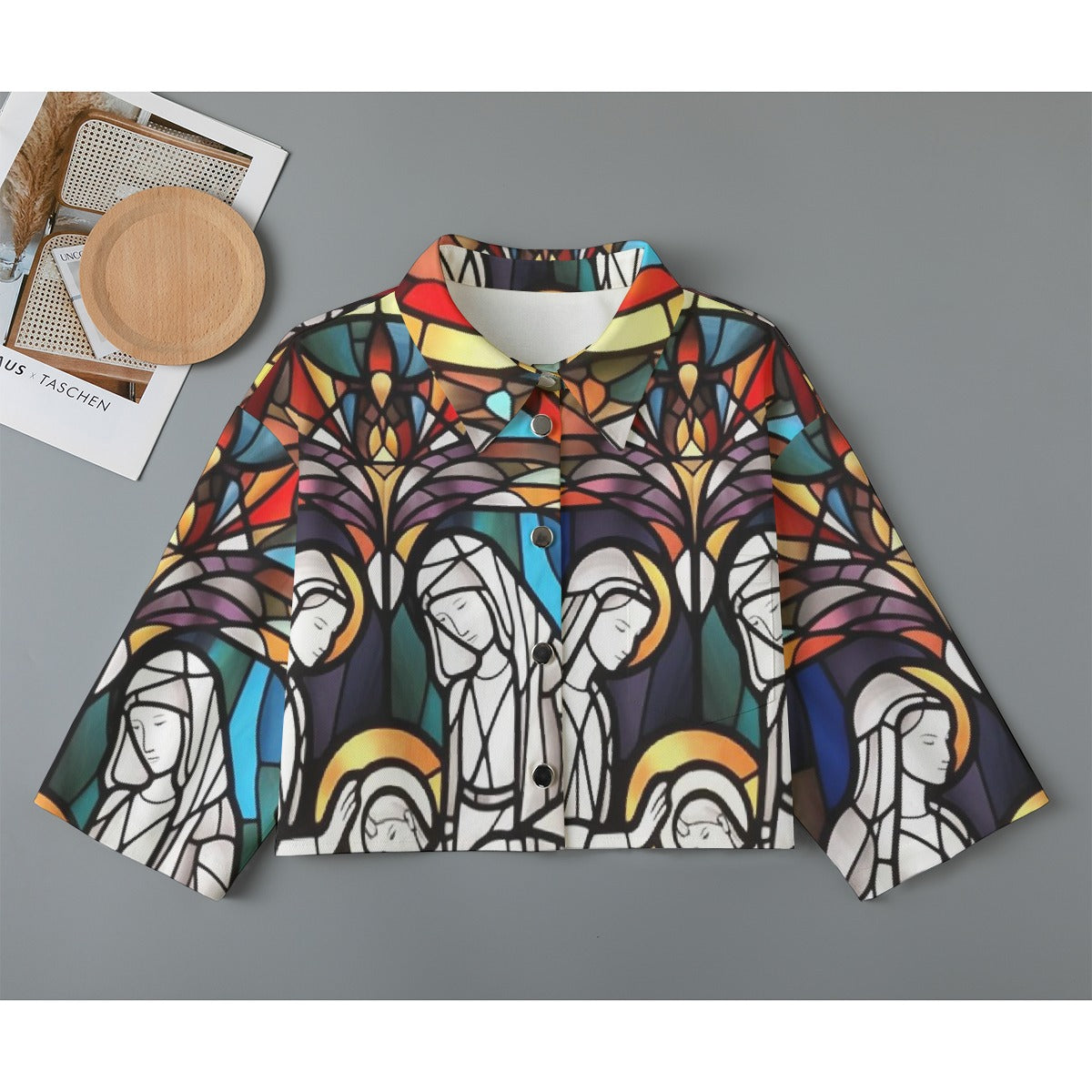 All-Over Print Women's Cropped Jacket | 245GSM Cotton