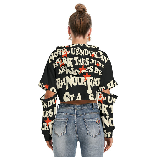 All-Over Print Women's Heavy Fleece Hoodie With Hollow Out Sleeve