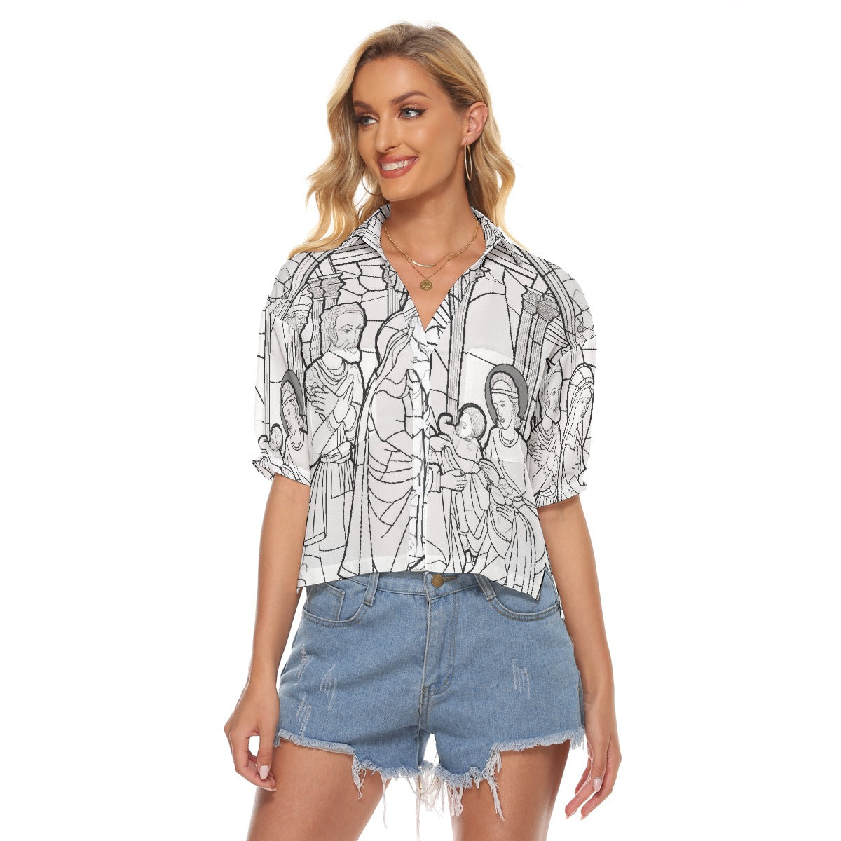 All-Over Print Women's V-neck Shirts