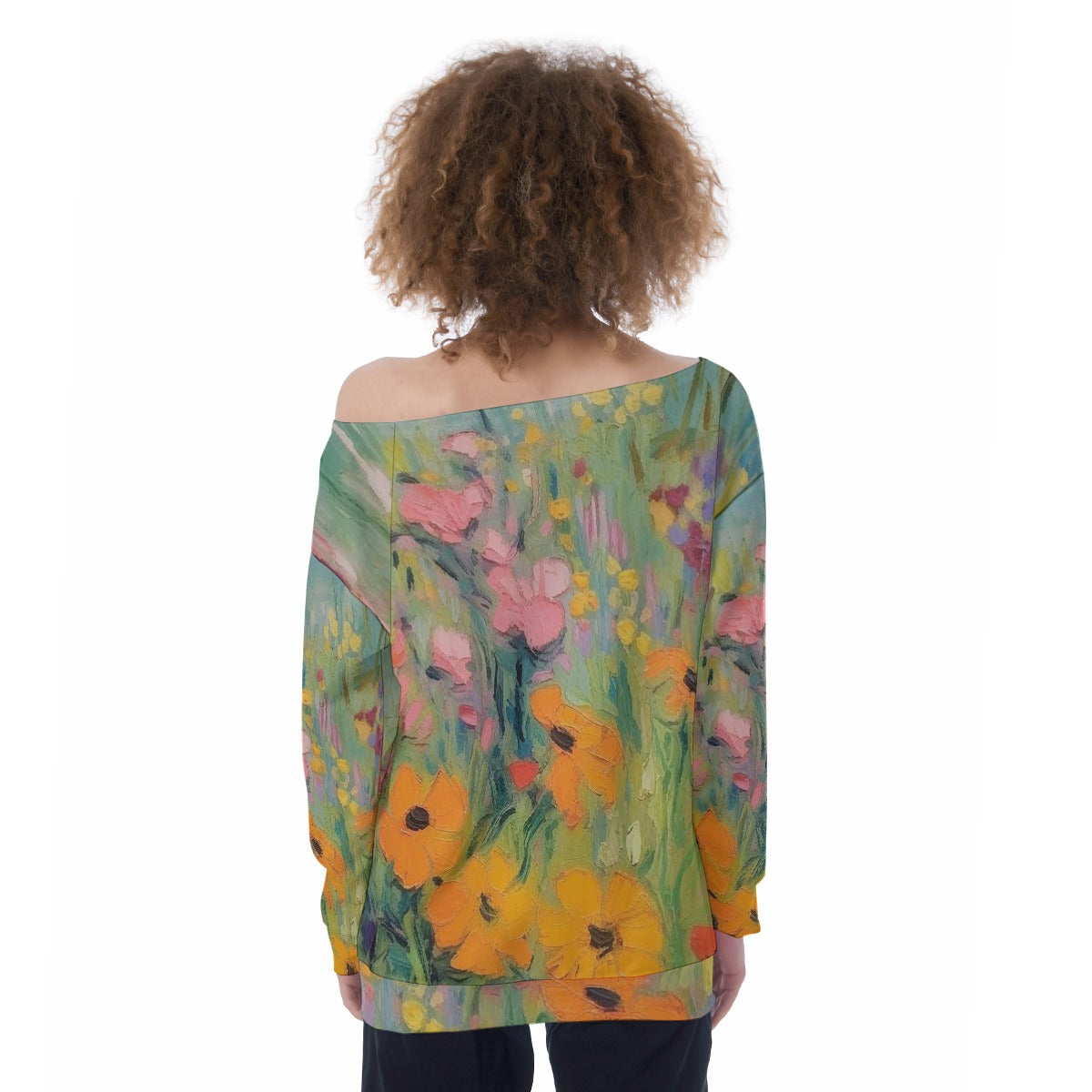 All-Over Print Oversized Women's Off-Shoulder Sweatshirt