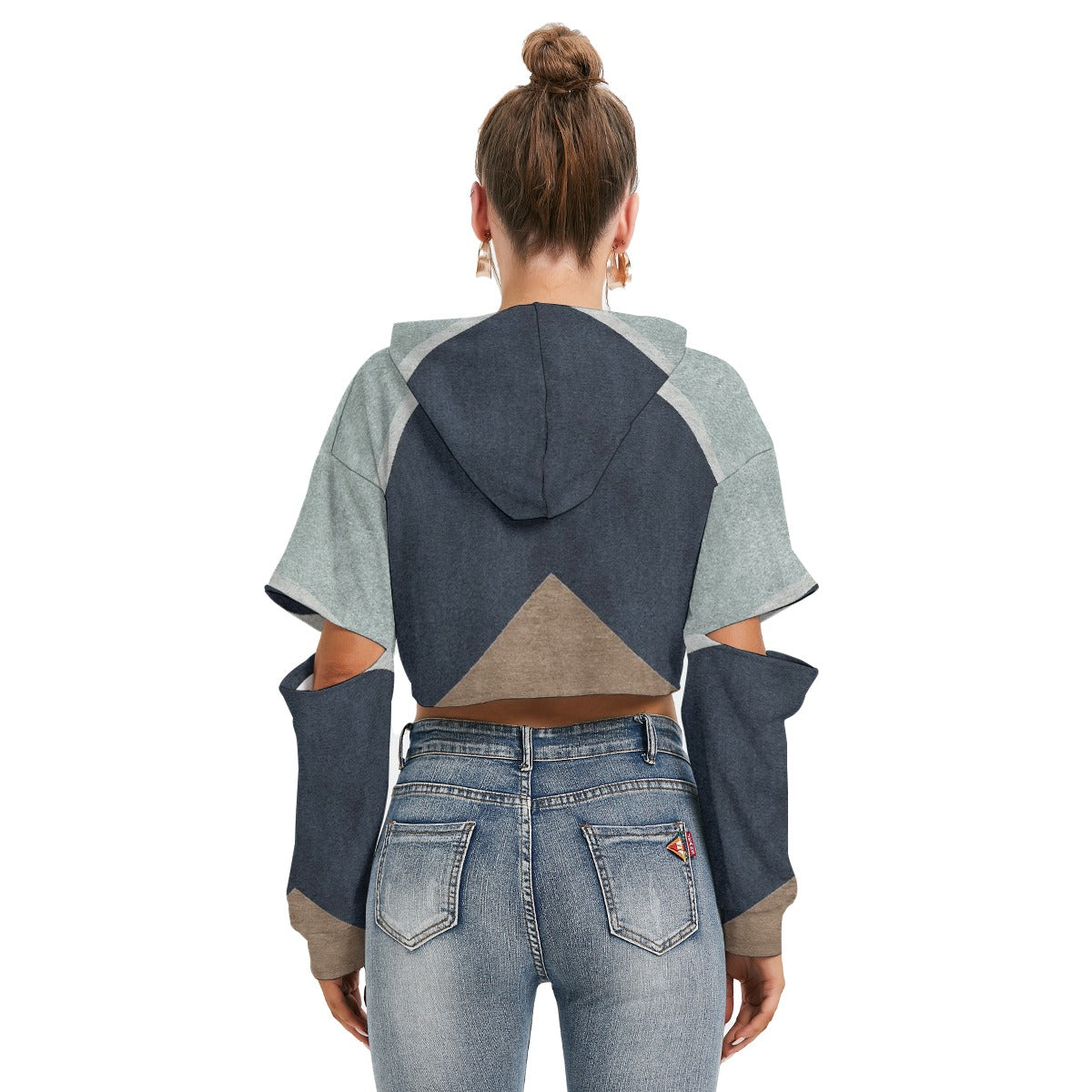 All-Over Print Women's Heavy Fleece Hoodie With Hollow Out Sleeve