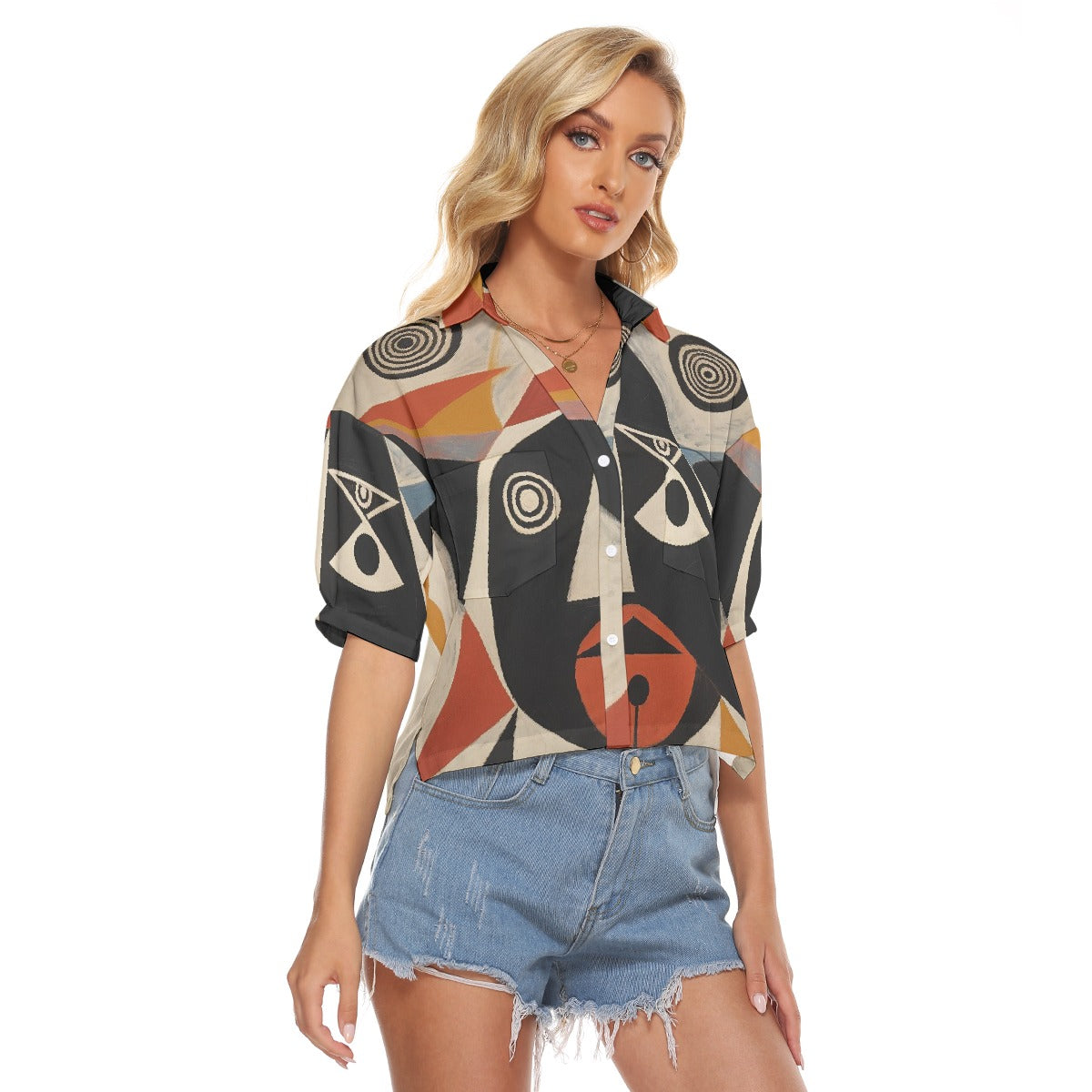 All-Over Print Women's V-neck Shirts