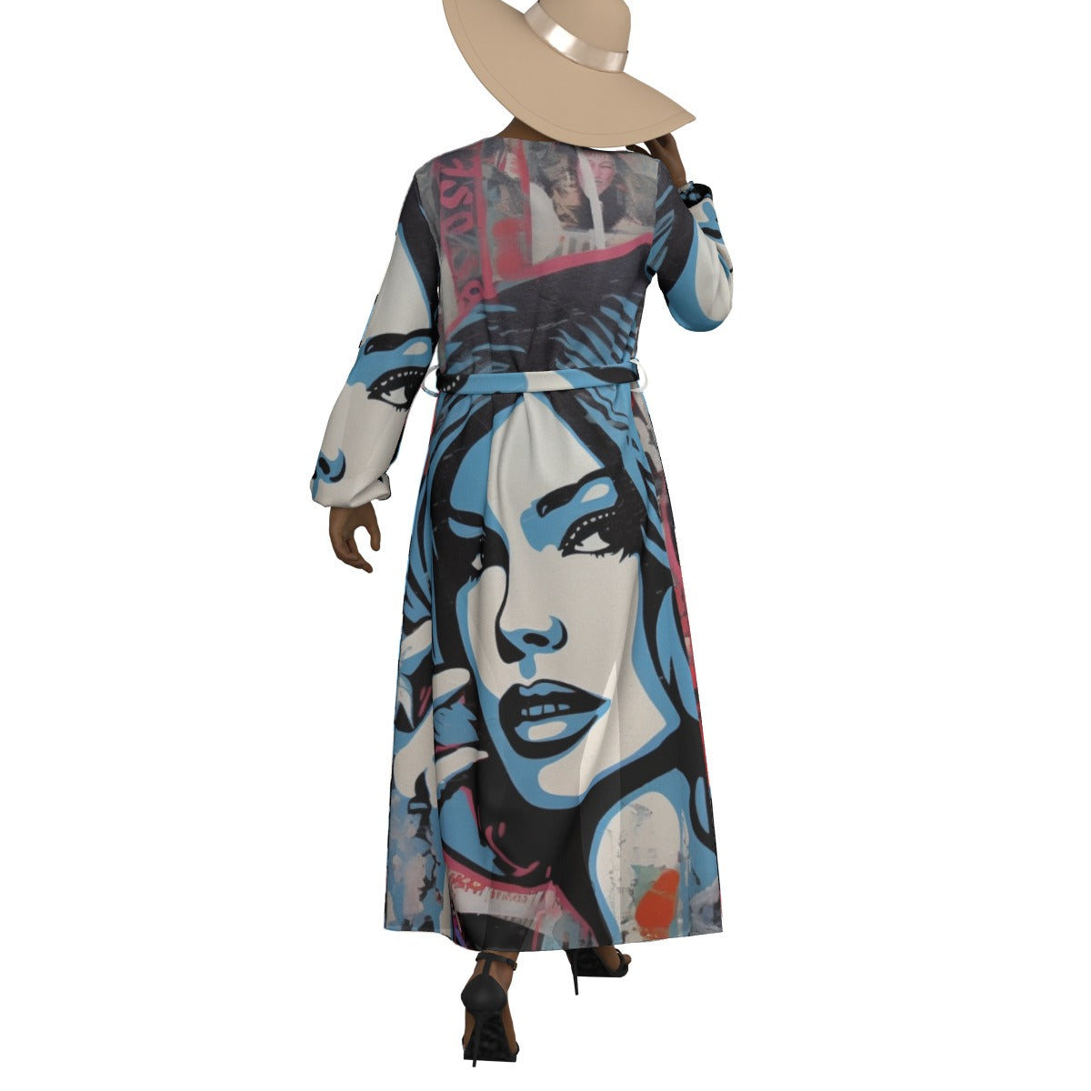 All-Over Print Women's Lace-up Chiffon Robe