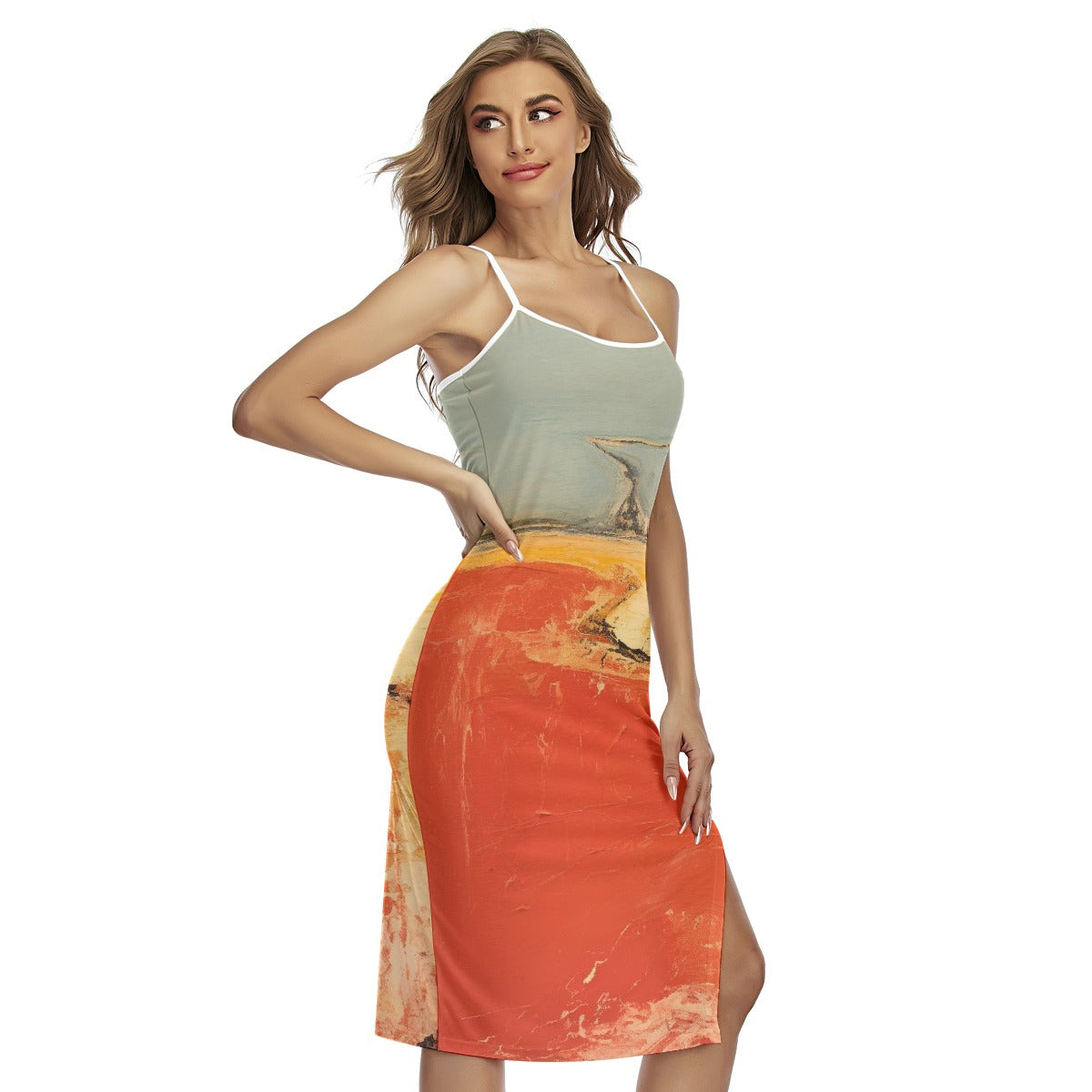 All-Over Print Women's Back Cross Cami Dress