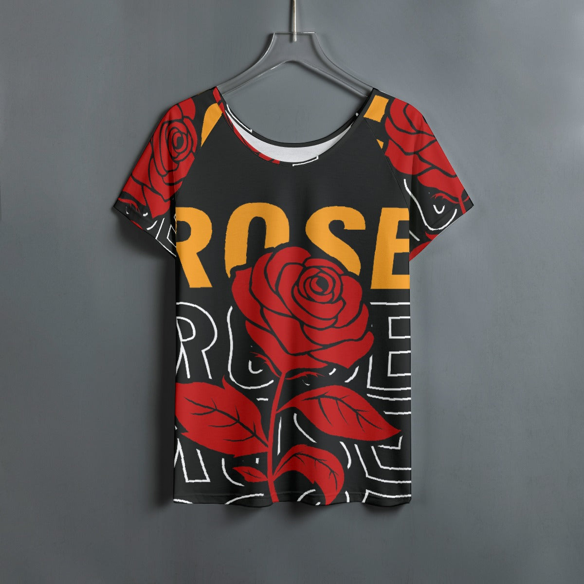 All-Over Print Women's Round Neck T-shirt With Raglan Sleeve