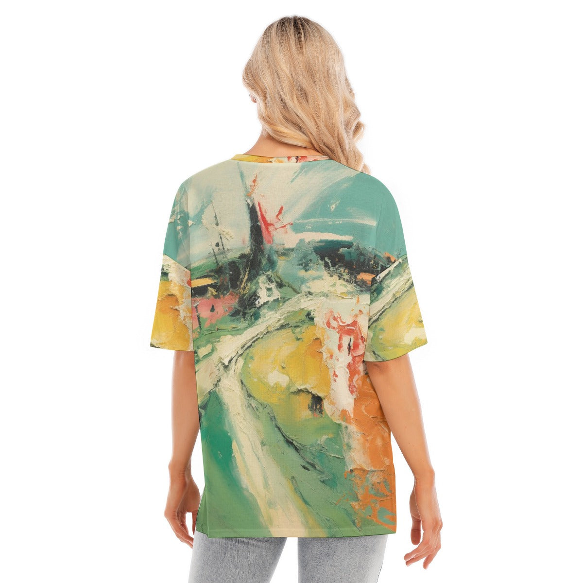 All-Over Print Women's Short Sleeves T-shirt With Hem Split