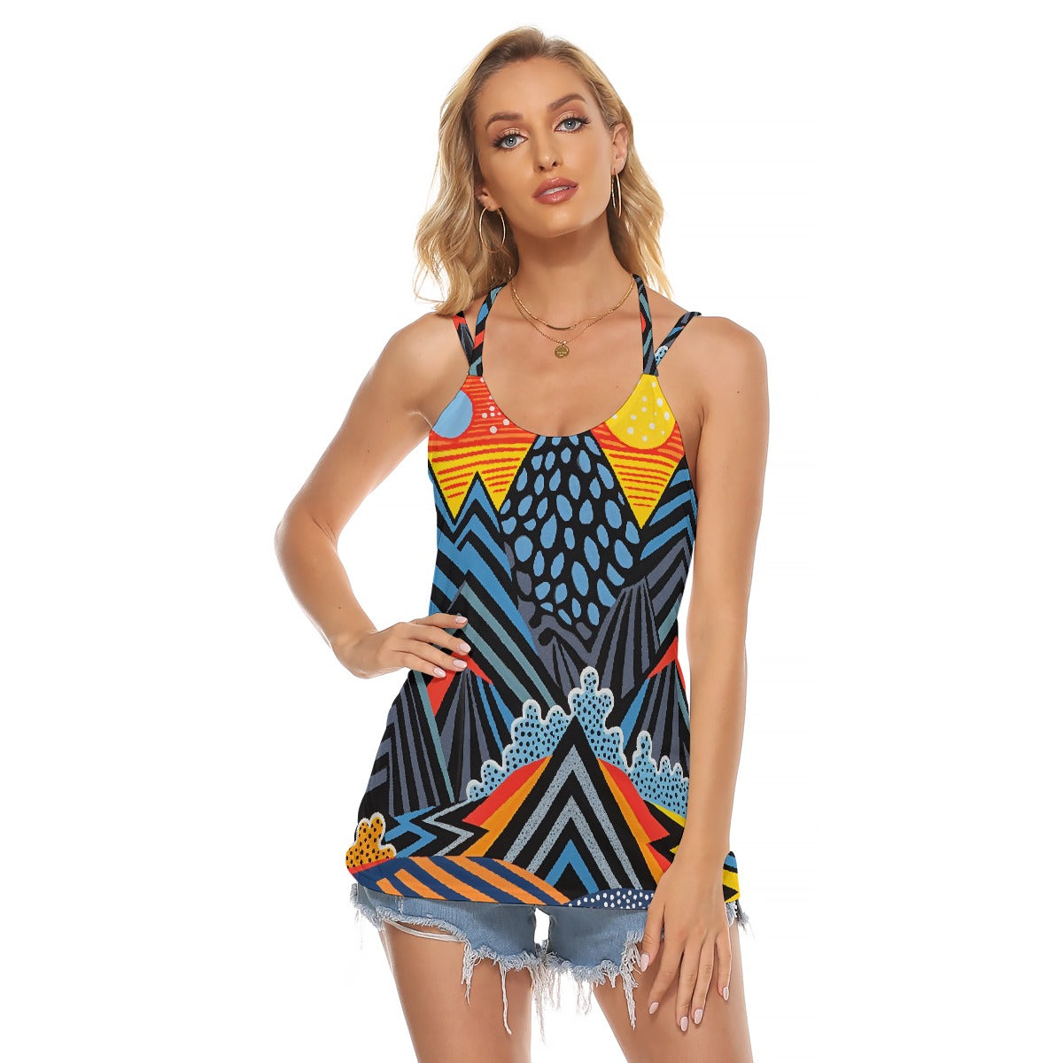 All-Over Print Women's Halter Top With Backless