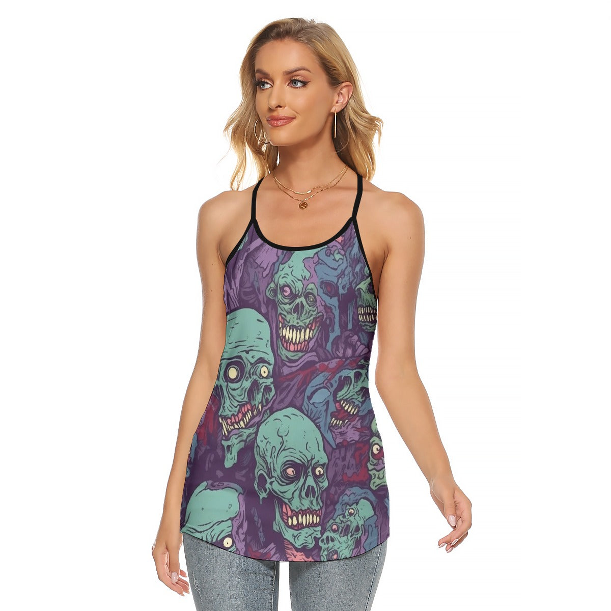 All-Over Print Women's Criss-Cross Open Back Tank Top