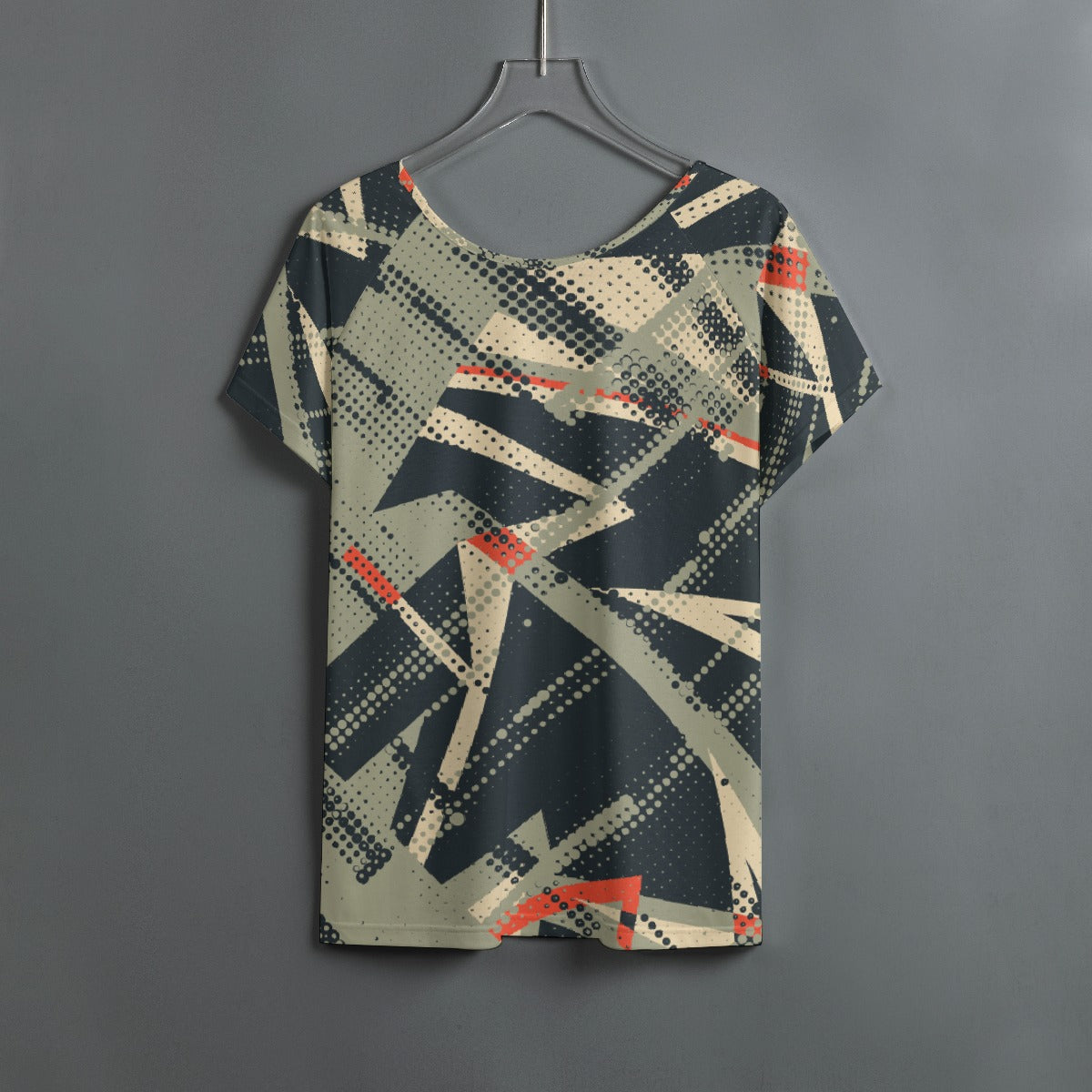 All-Over Print Women's Round Neck T-shirt With Raglan Sleeve