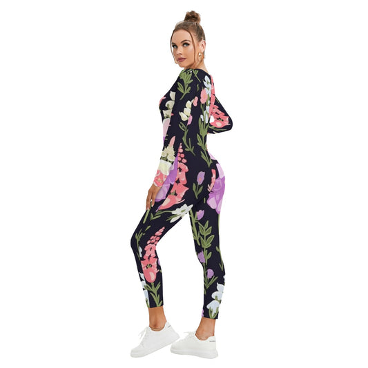 All-Over Print Women's Plunging Neck Jumpsuit