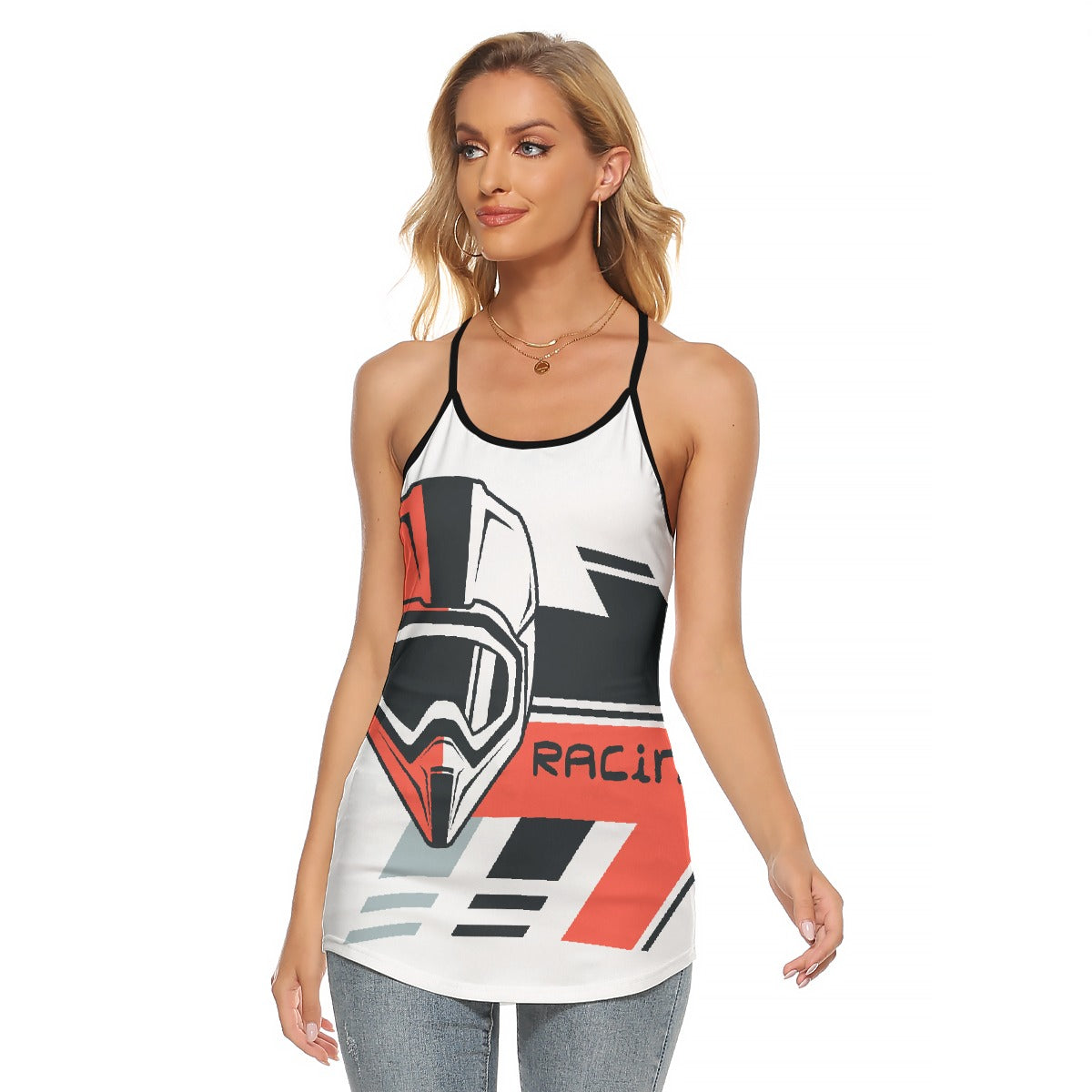 All-Over Print Women's Criss-Cross Open Back Tank Top