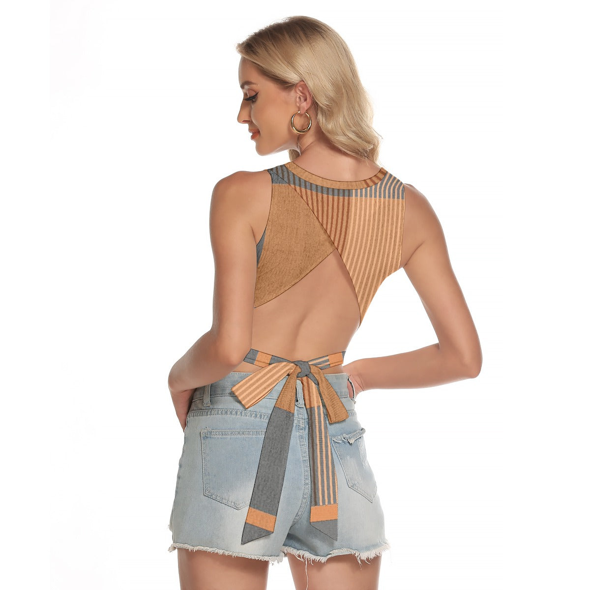 All-Over Print Women's Sleeveless Back Hollow Crop Top