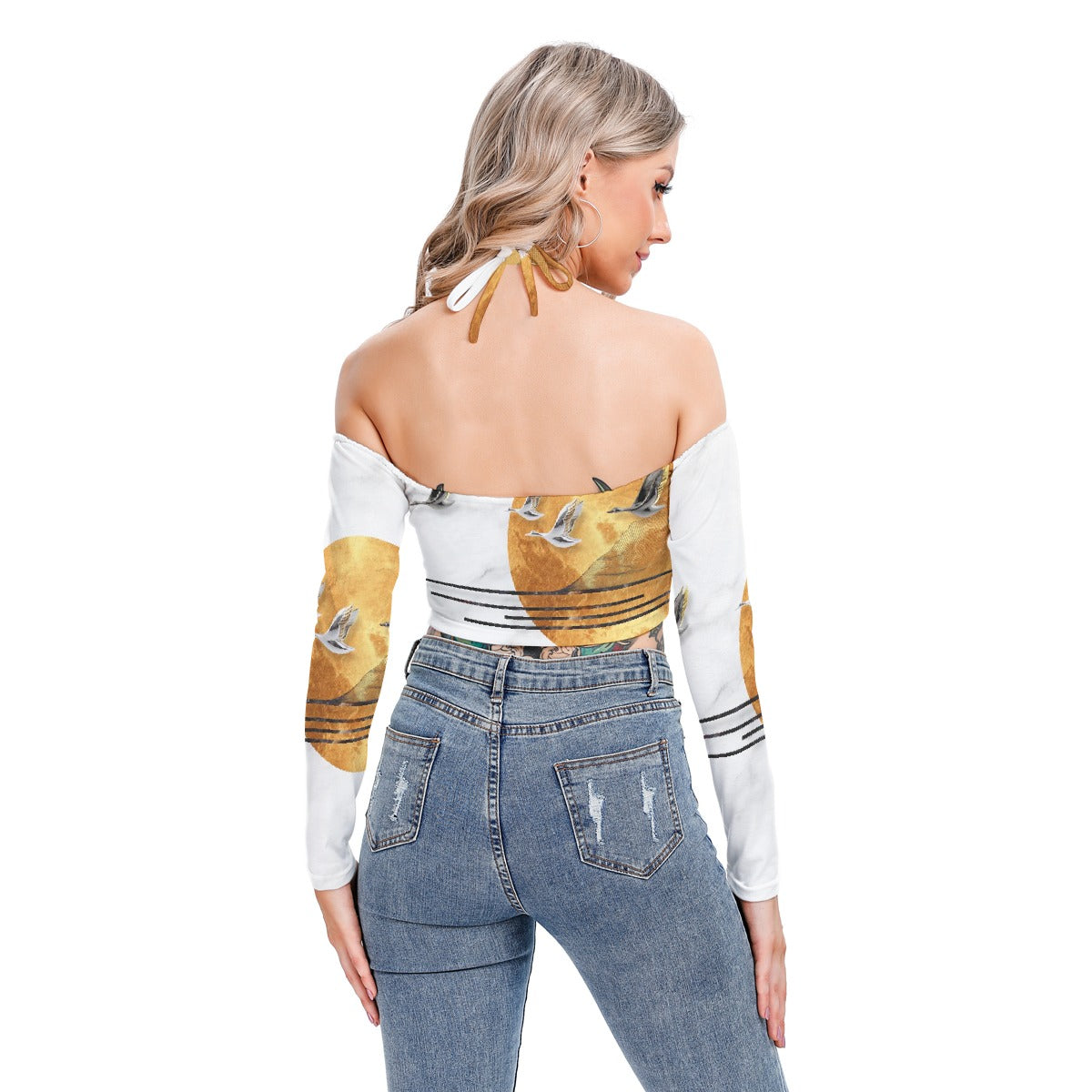 All-Over Print Women's Halter Lace-up Top