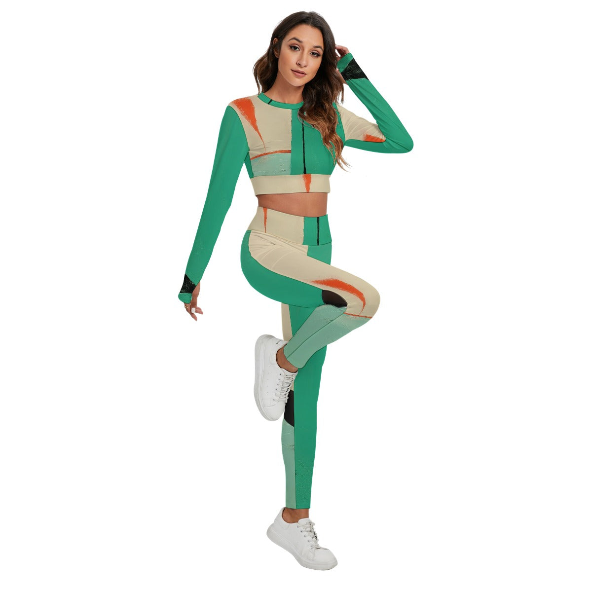 All-Over Print Women's Sport Set With Backless Top And Leggings