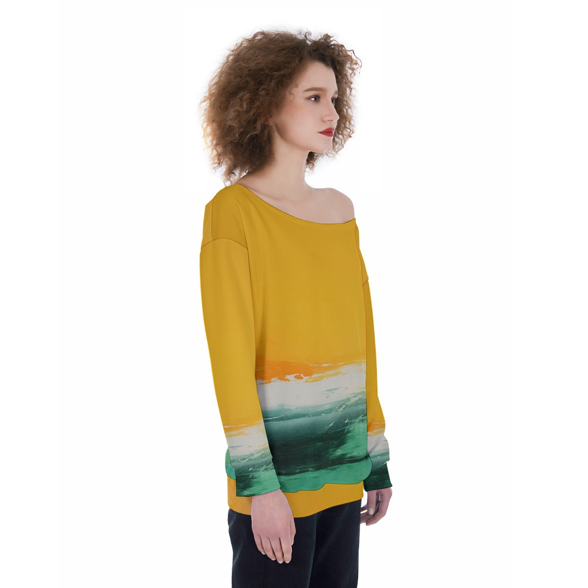 All-Over Print Oversized Women's Off-Shoulder Sweatshirt