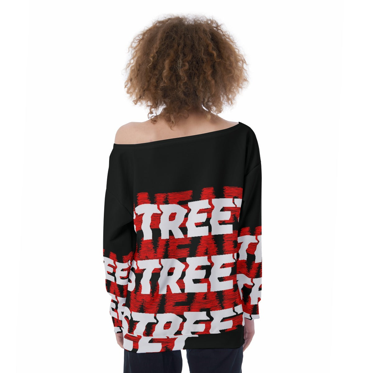 All-Over Print Oversized Women's Off-Shoulder Sweatshirt