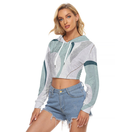 All-Over Print Women's Crop Top Hoodie|Velvet