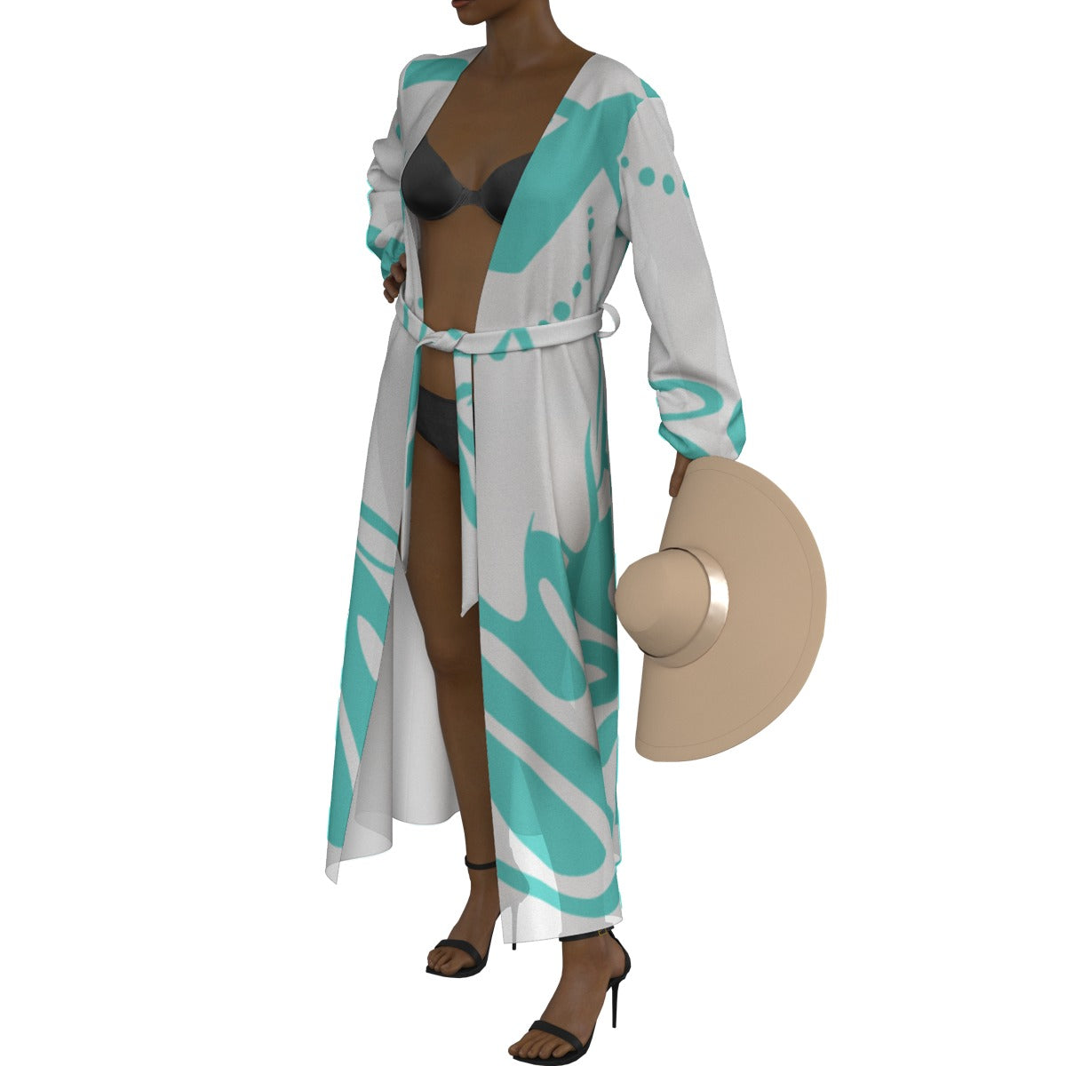 All-Over Print Women's Lace-up Chiffon Robe