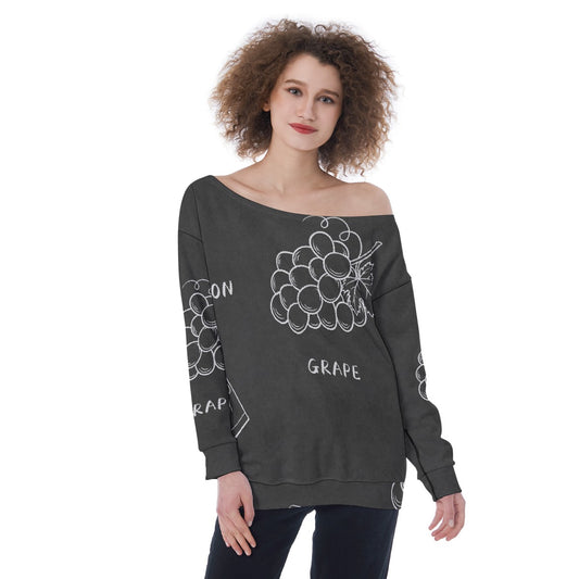 All-Over Print Oversized Women's Off-Shoulder Sweatshirt