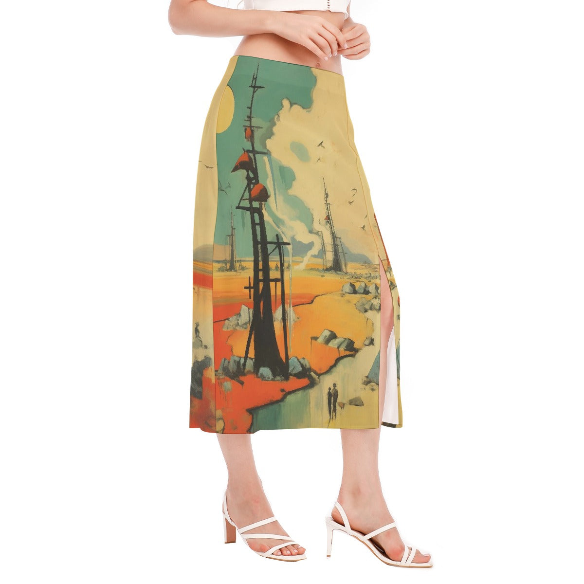 All-Over Print Women's High Slit Long Skirt