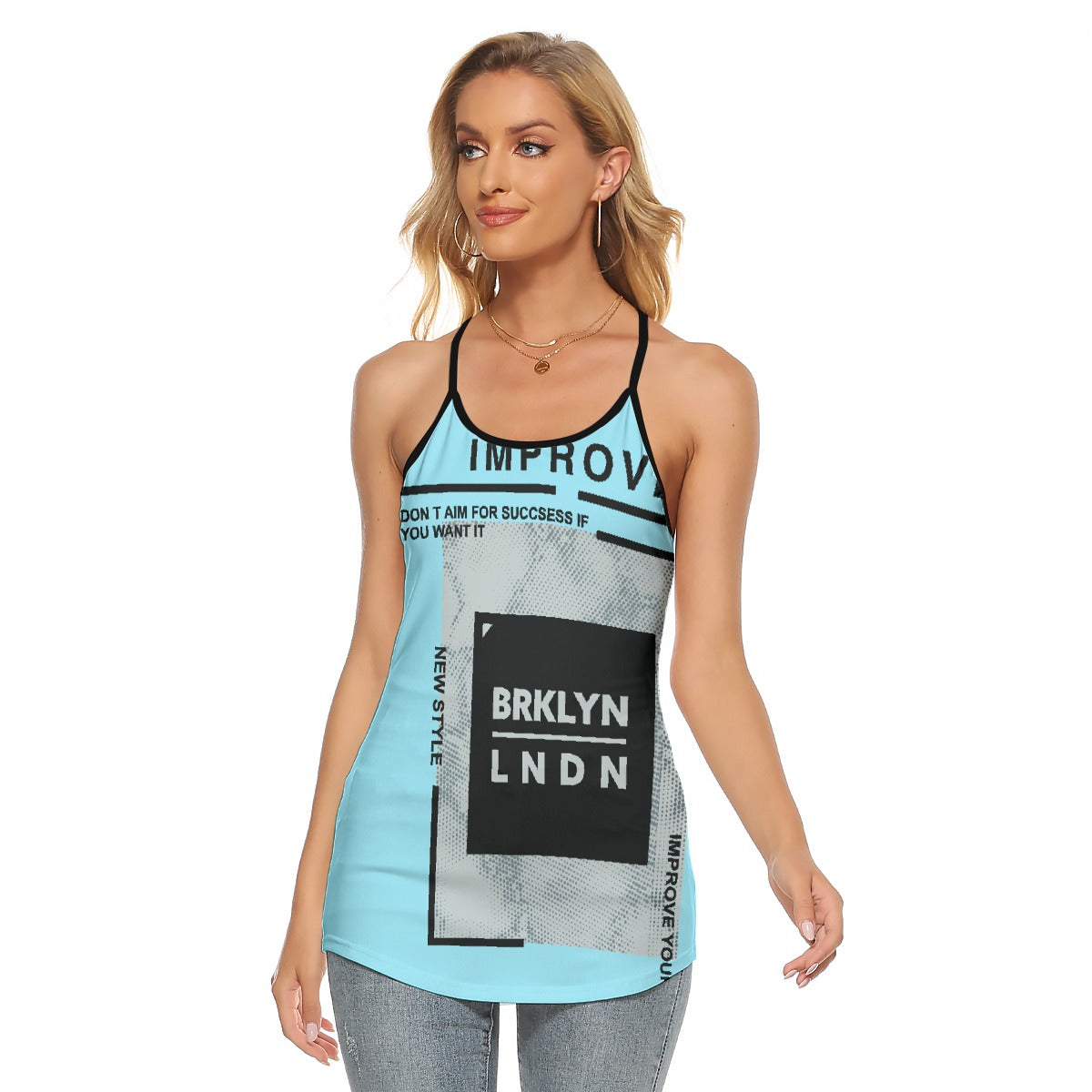 All-Over Print Women's Criss-Cross Open Back Tank Top