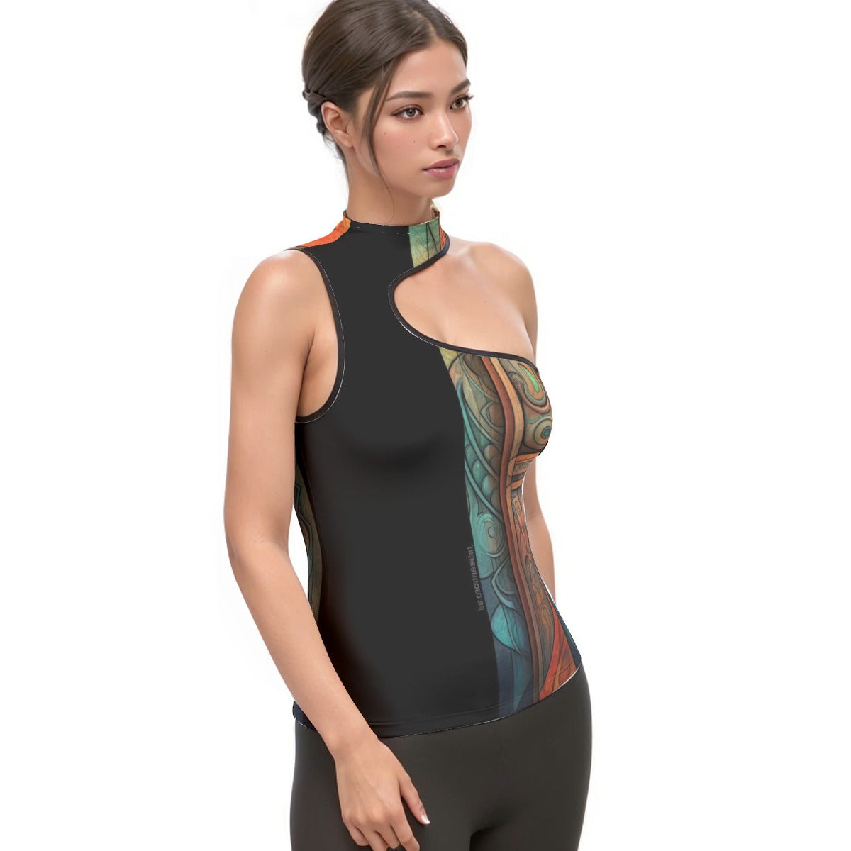 All-Over Print Women's Halter Sleeveless Asymmetrical Tank Top