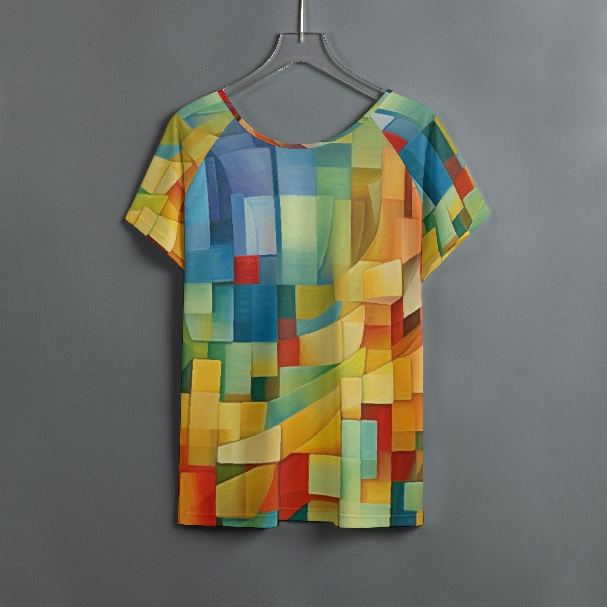 All-Over Print Women's Round Neck T-shirt With Raglan Sleeve