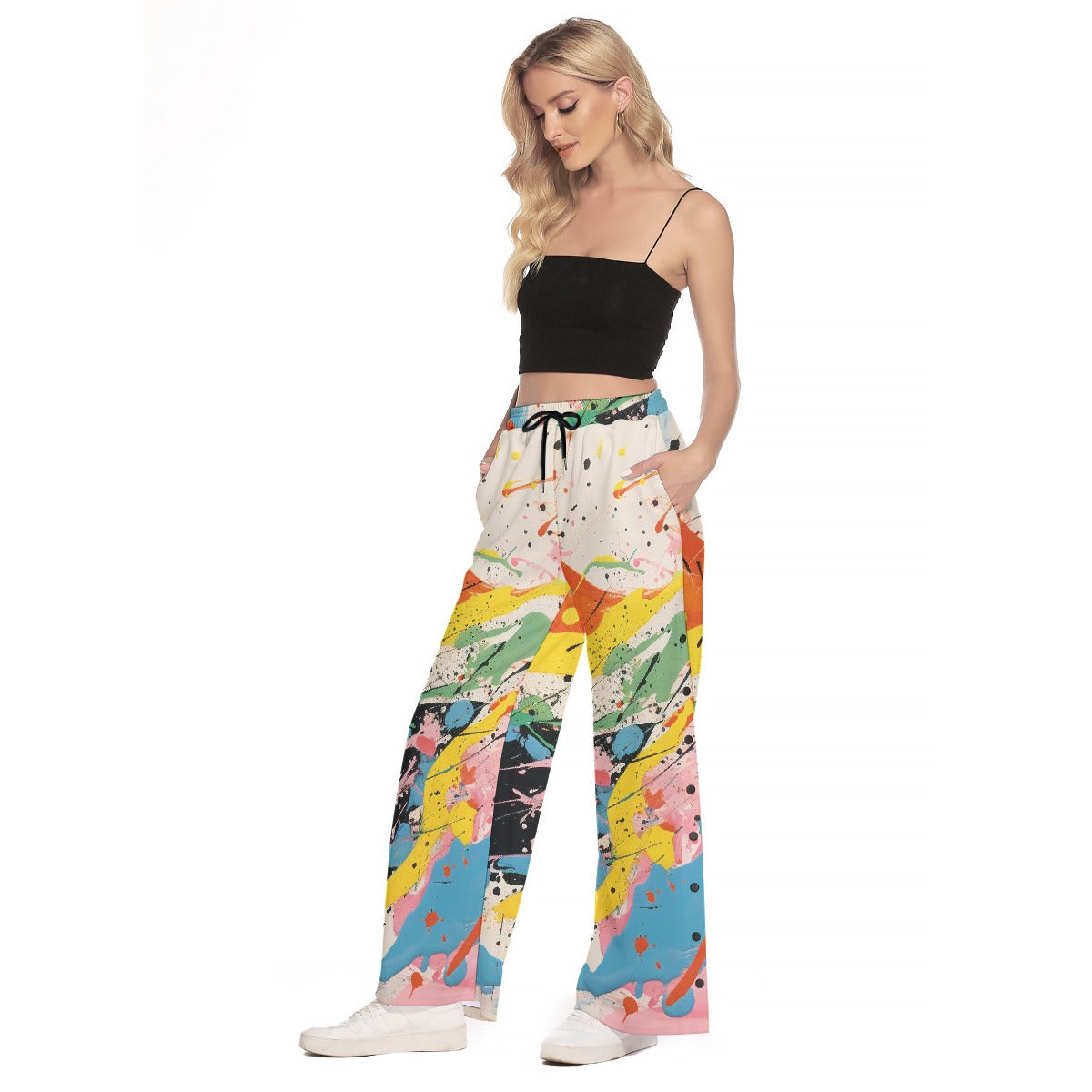 All-Over Print Women's Side Slit Snap Button Trousers