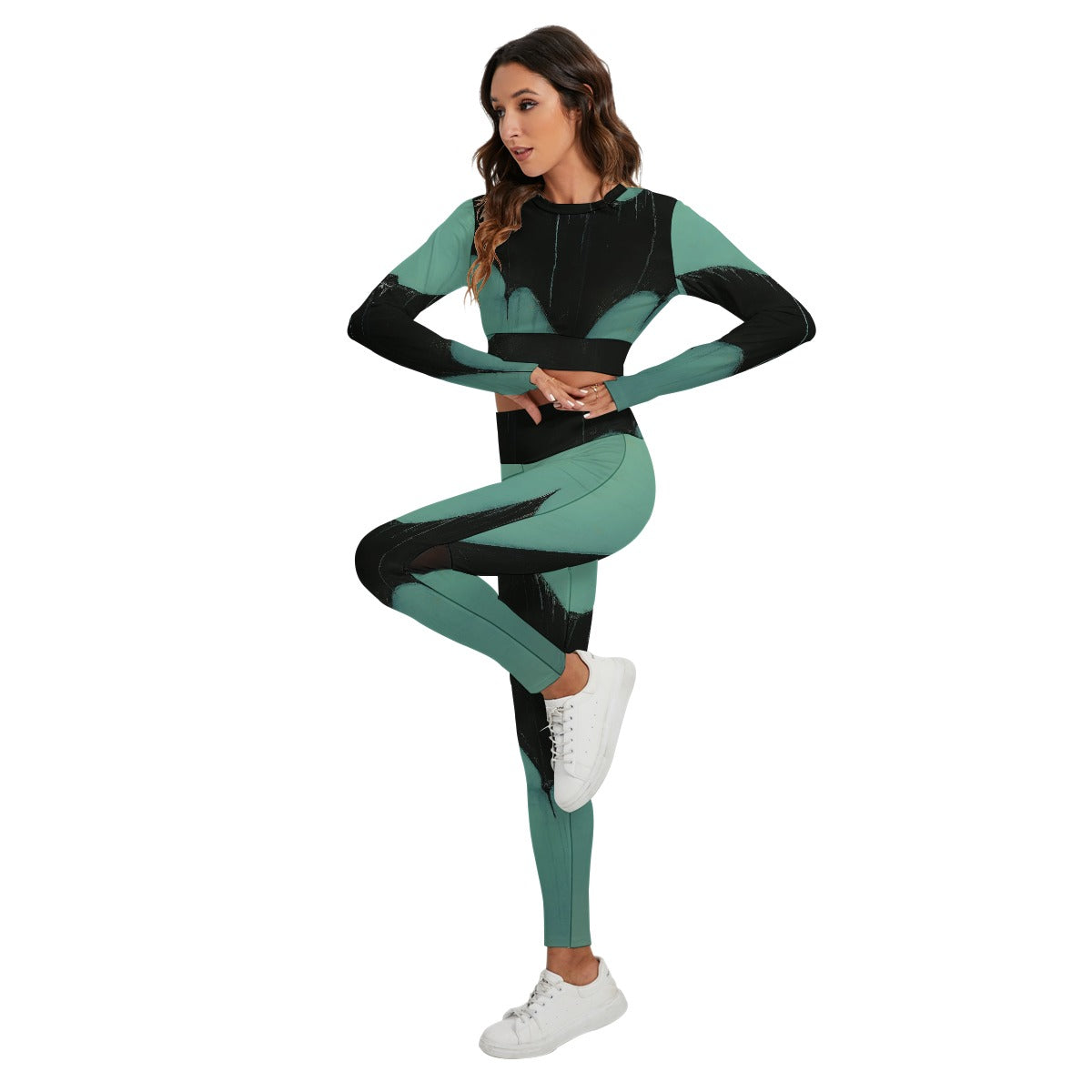 All-Over Print Women's Sport Set With Backless Top And Leggings