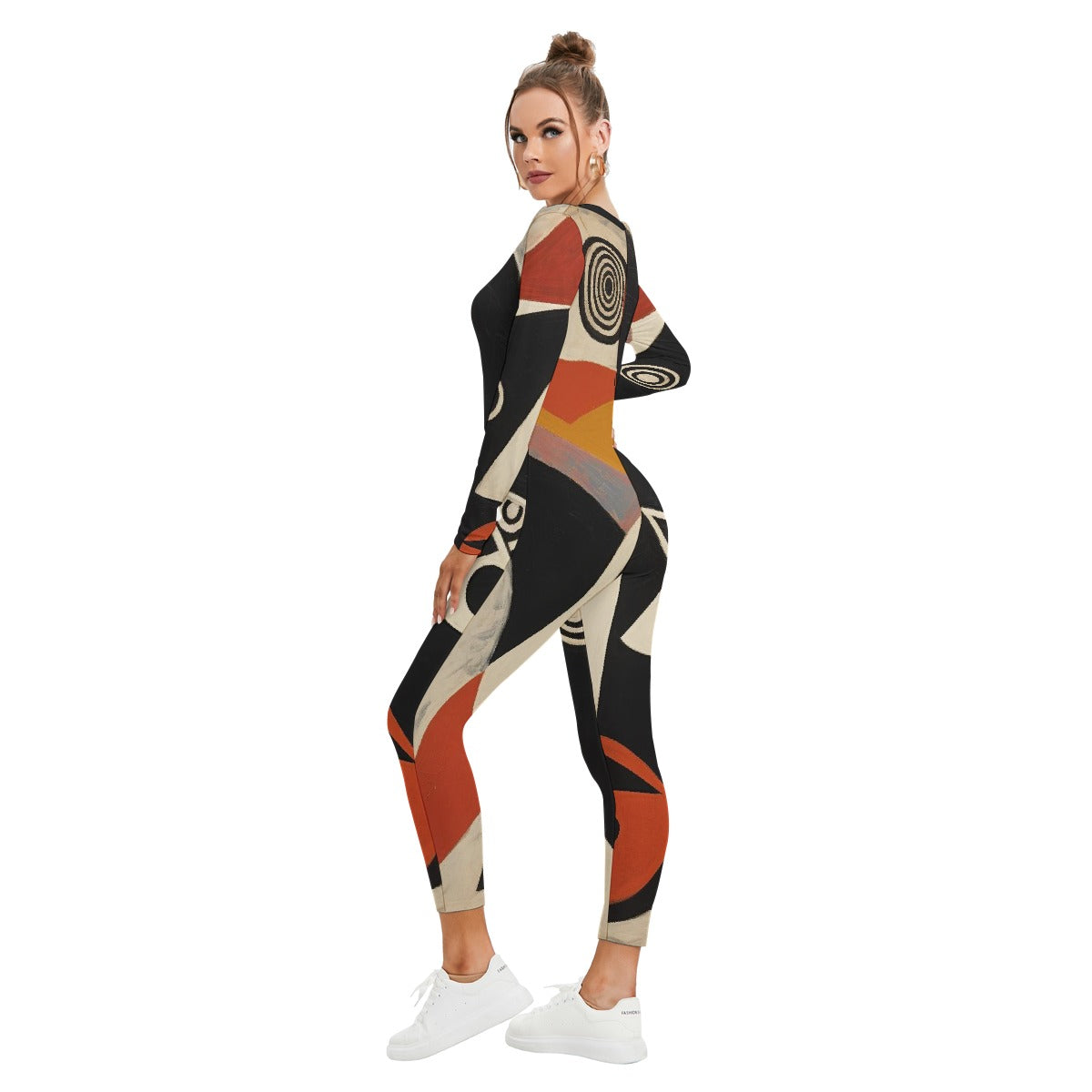 All-Over Print Women's Plunging Neck Jumpsuit