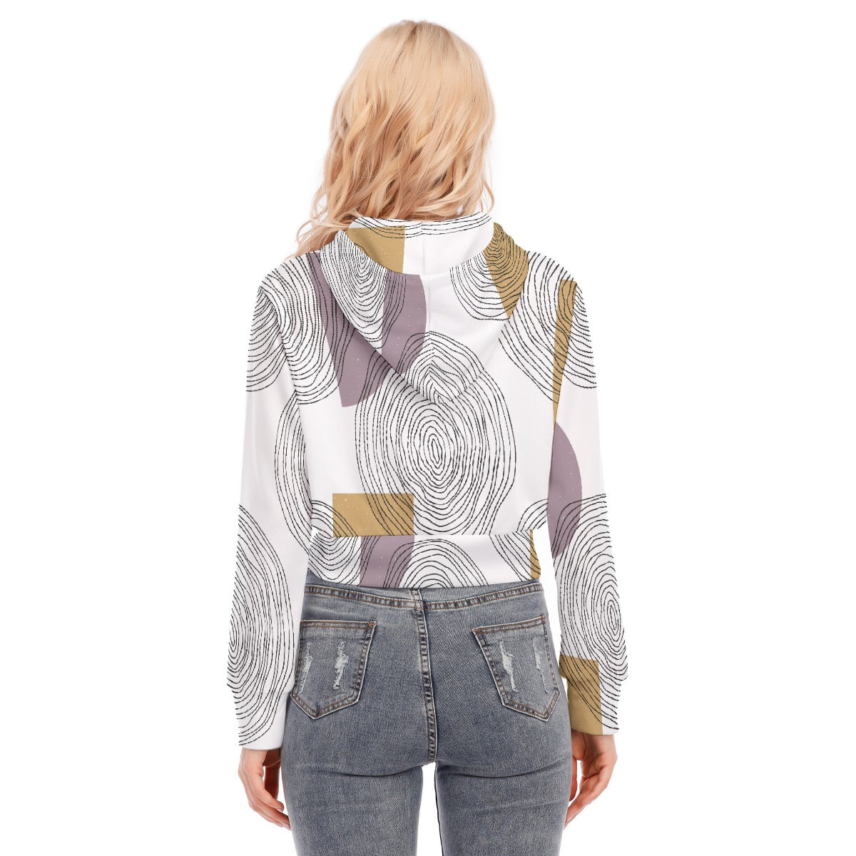 All-Over Print Women's Crop Top Hoodie With Zipper Closure