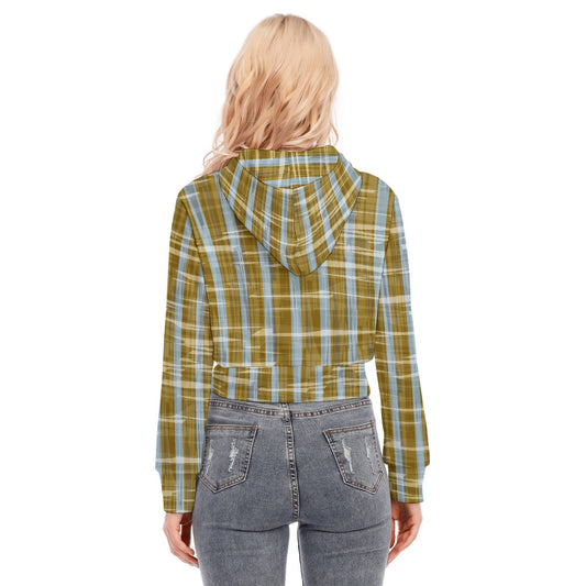 All-Over Print Women's Crop Top Hoodie With Zipper Closure