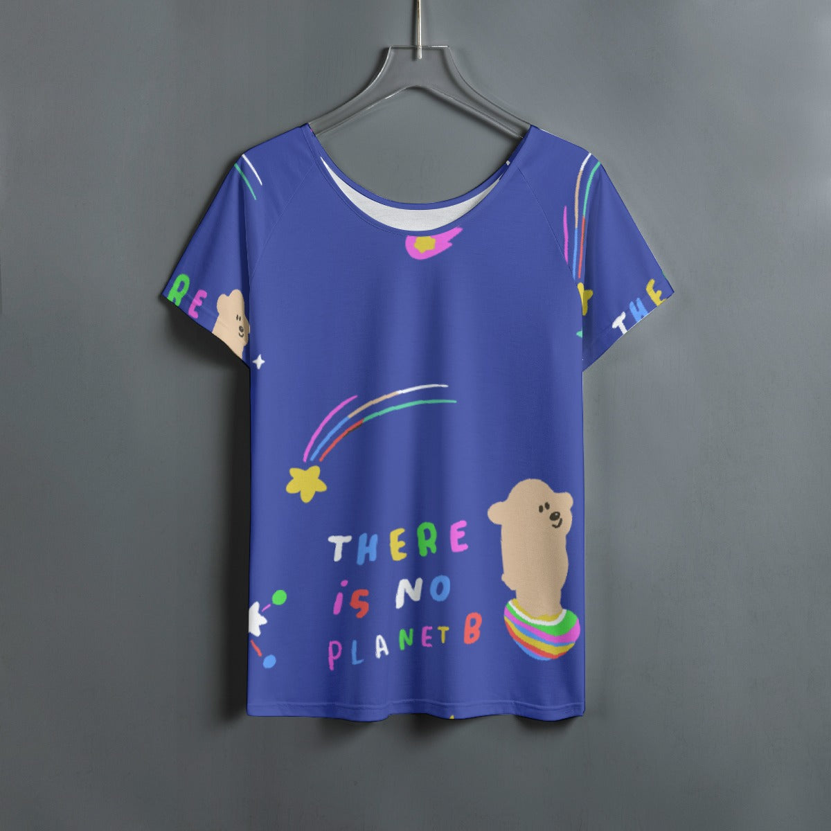 All-Over Print Women's Round Neck T-shirt With Raglan Sleeve
