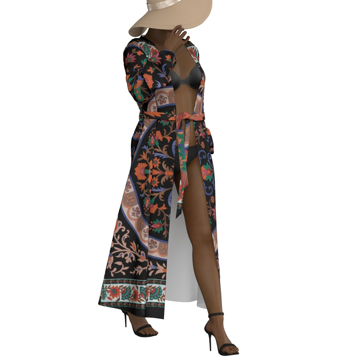 All-Over Print Women's Lace-up Chiffon Robe