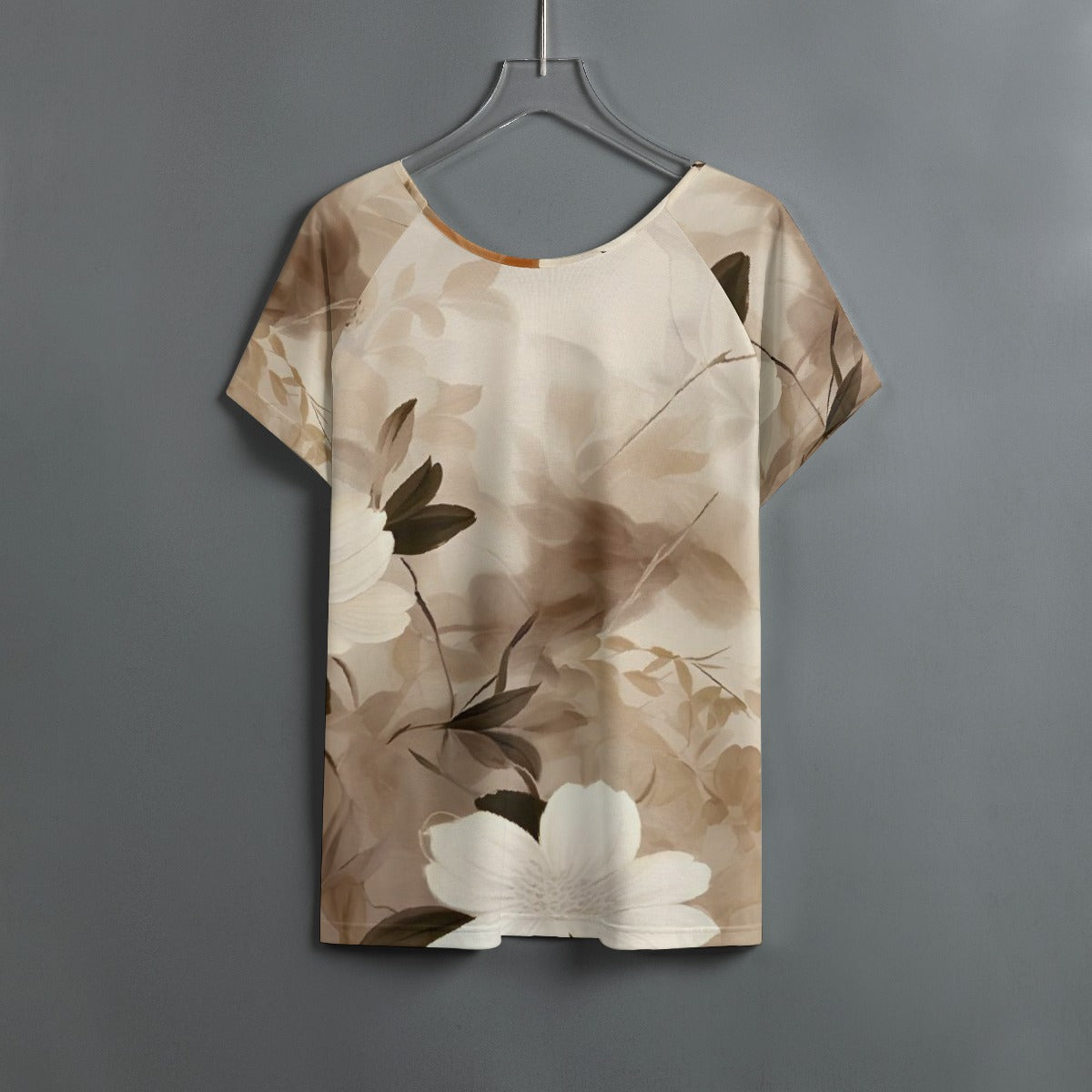 All-Over Print Women's Round Neck T-shirt With Raglan Sleeve