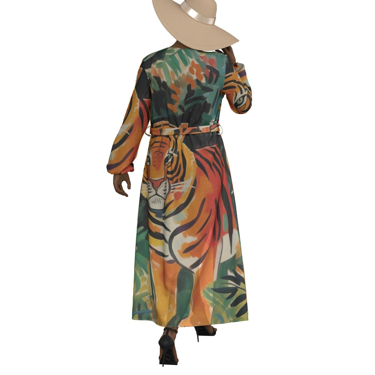 All-Over Print Women's Lace-up Chiffon Robe