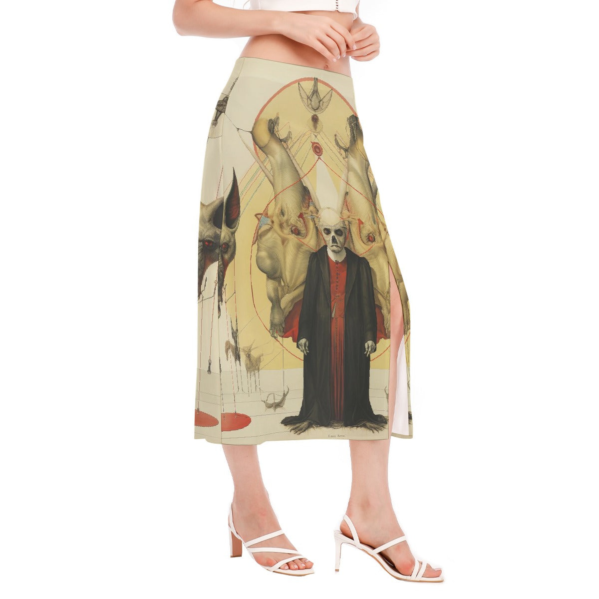 All-Over Print Women's High Slit Long Skirt