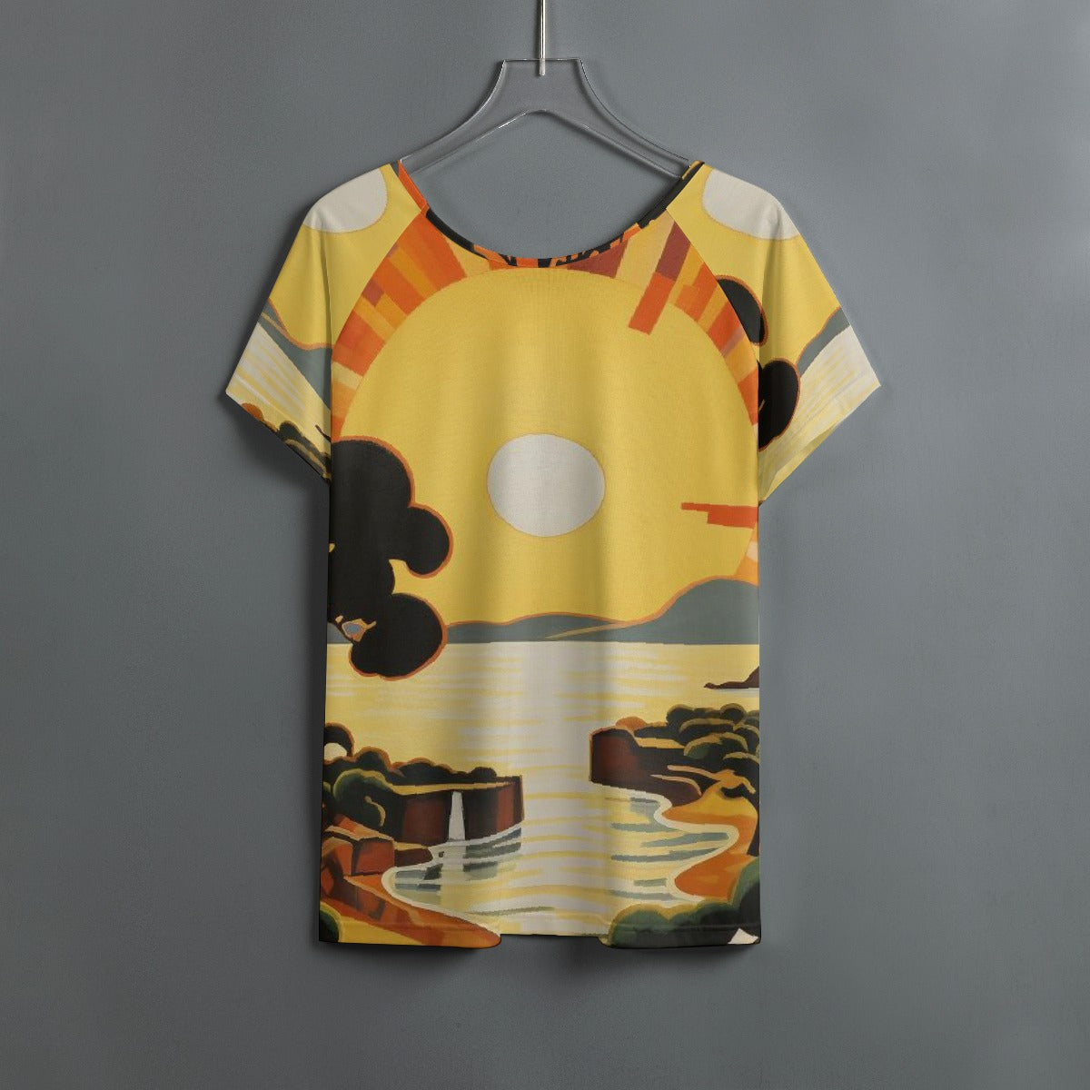 All-Over Print Women's Round Neck T-shirt With Raglan Sleeve