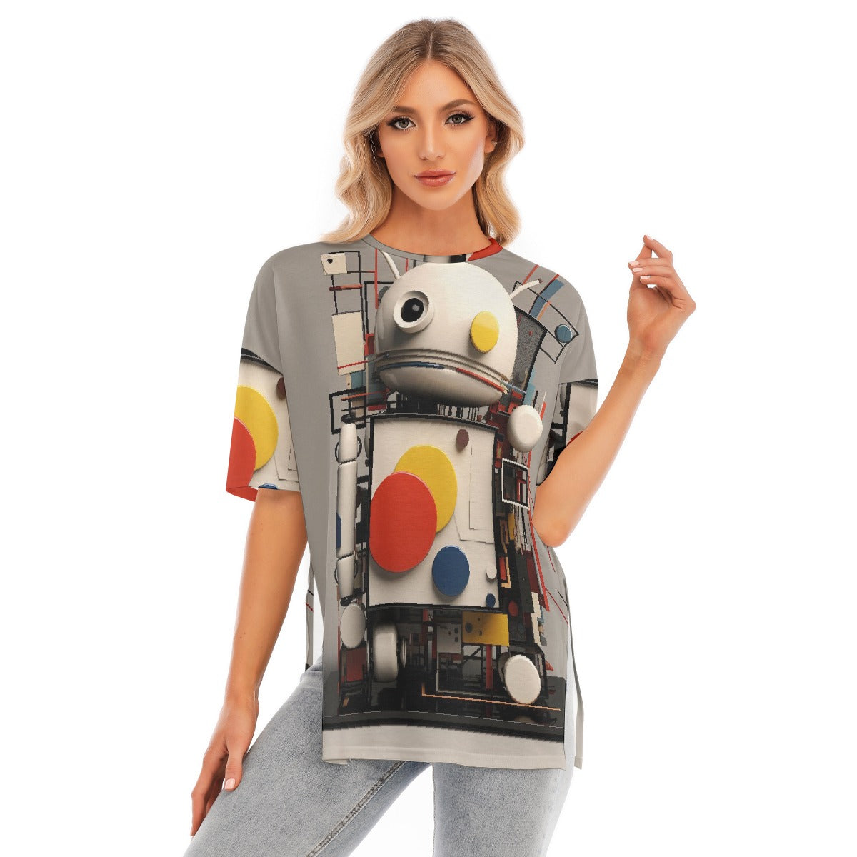 All-Over Print Women's Short Sleeves T-shirt With Hem Split
