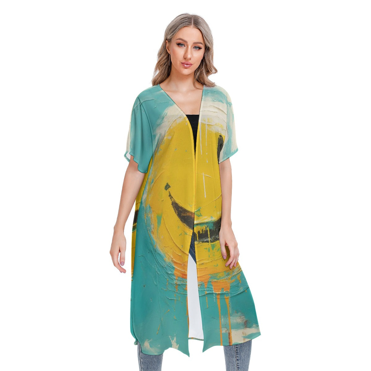 All-Over Print Women's Short Sleeve Cardigan