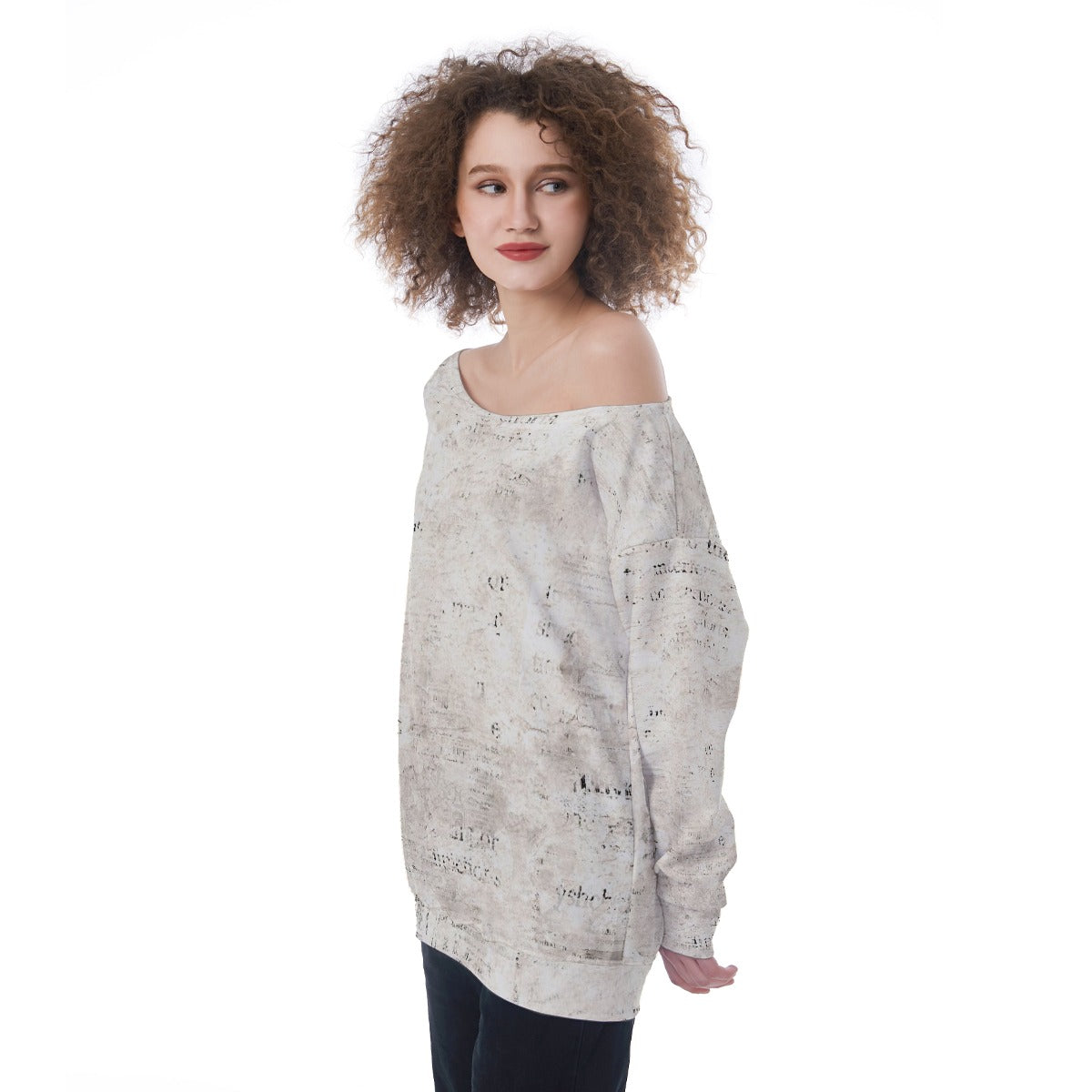 All-Over Print Oversized Women's Off-Shoulder Sweatshirt