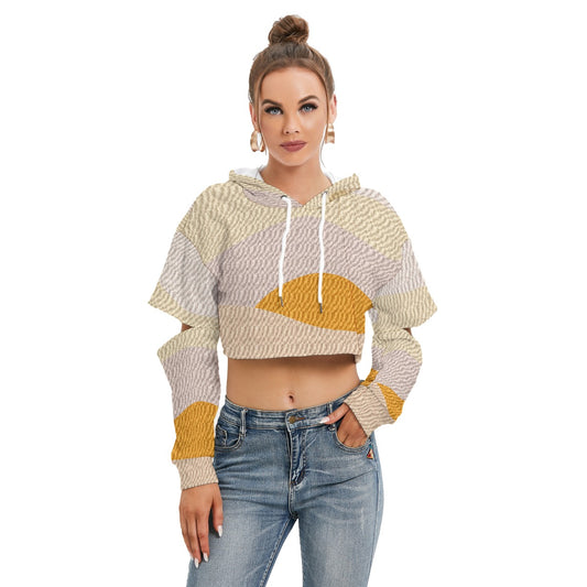 All-Over Print Women's Heavy Fleece Hoodie With Hollow Out Sleeve