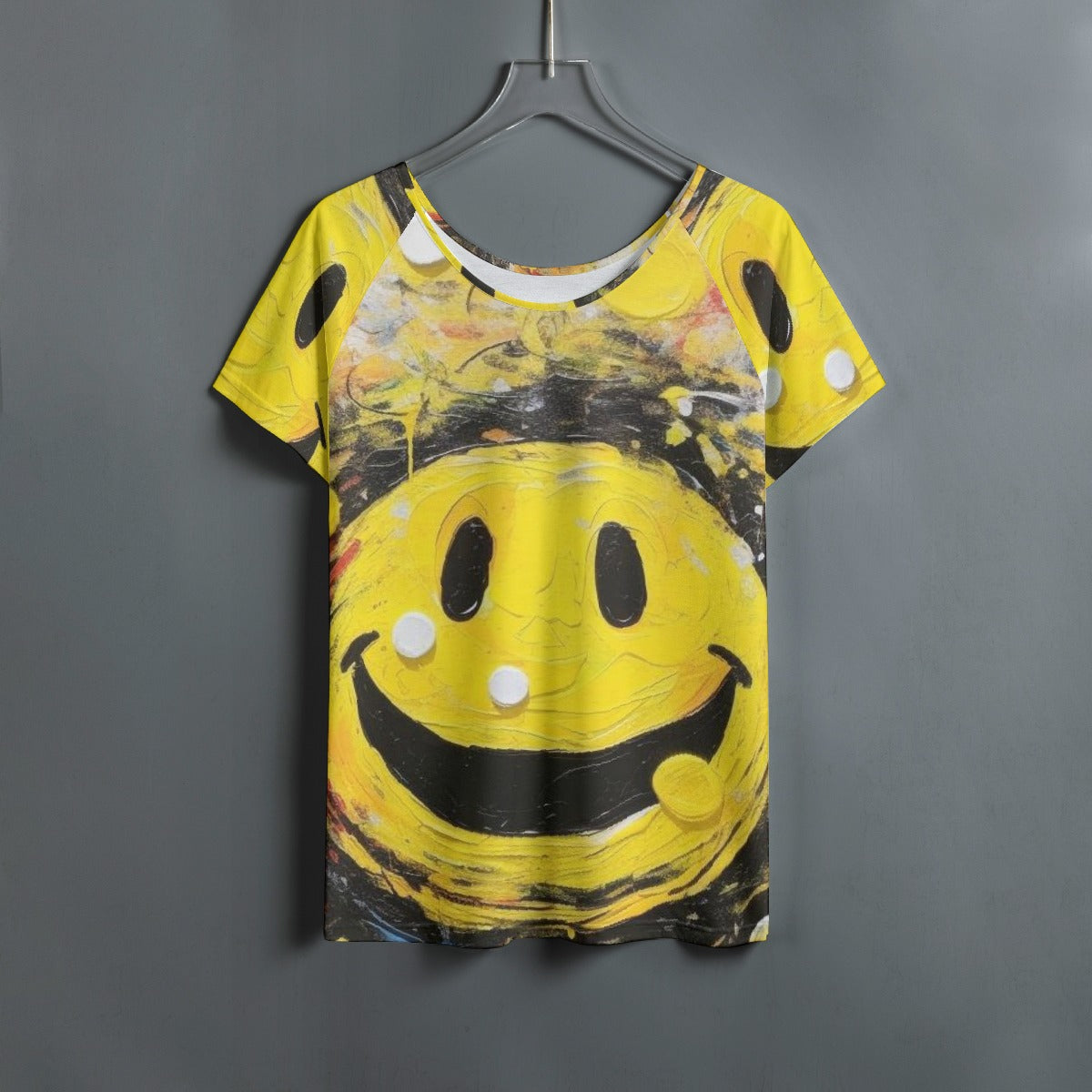 All-Over Print Women's Round Neck T-shirt With Raglan Sleeve