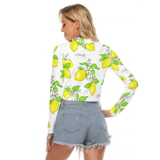 All-Over Print Women's Hollow Chest Keyhole Tight Crop Top