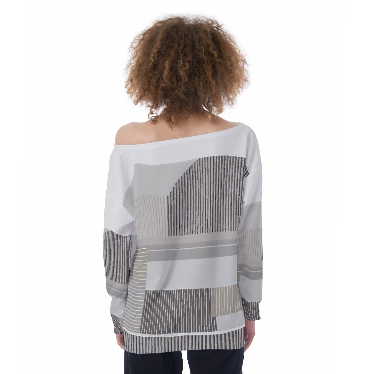 All-Over Print Oversized Women's Off-Shoulder Sweatshirt