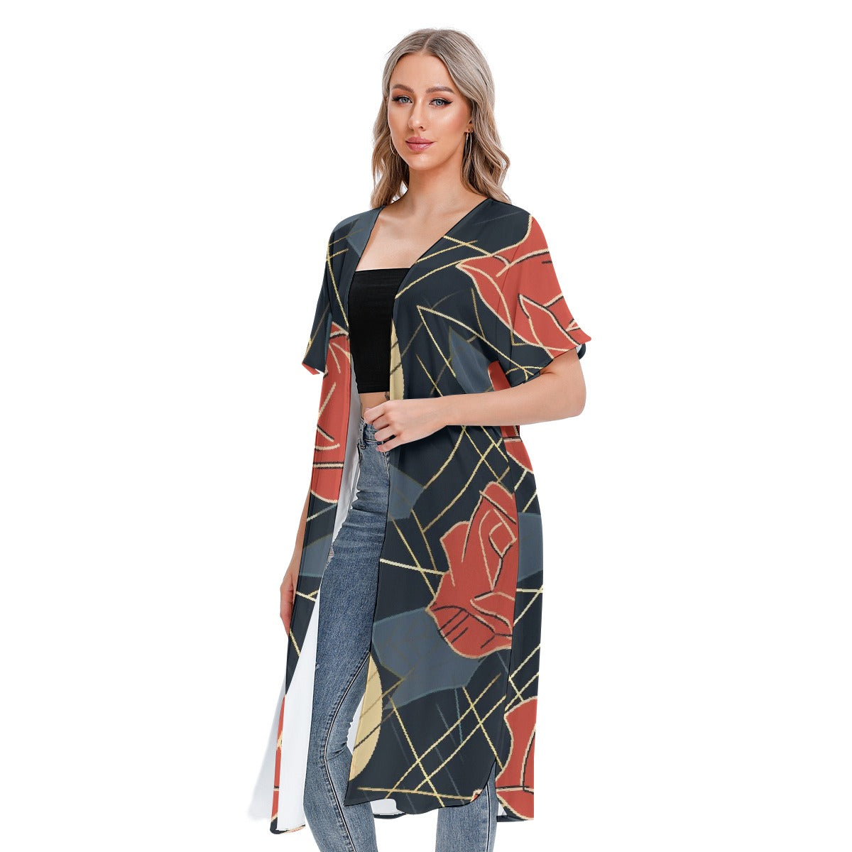 All-Over Print Women's Short Sleeve Cardigan