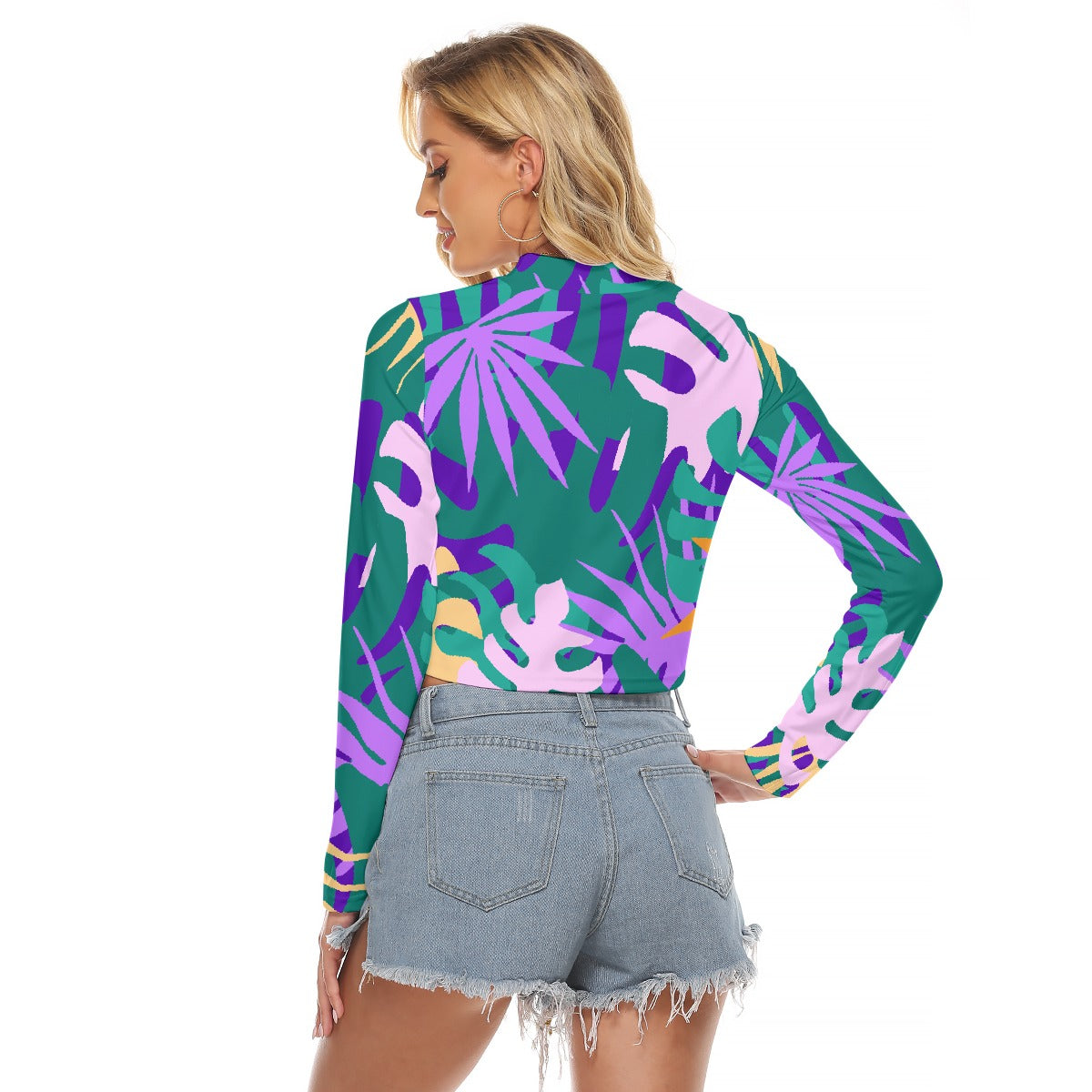 All-Over Print Women's Hollow Chest Keyhole Tight Crop Top