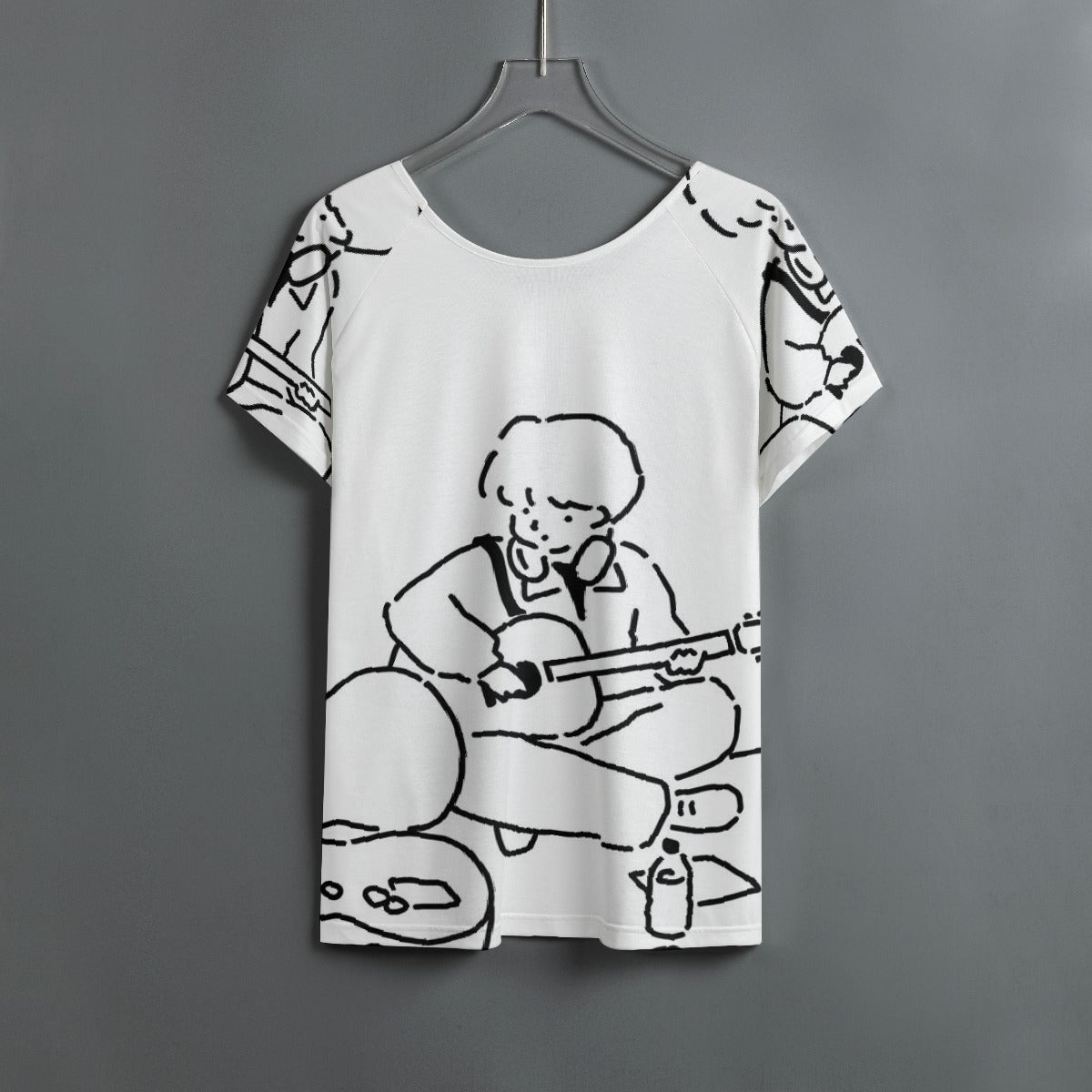 All-Over Print Women's Round Neck T-shirt With Raglan Sleeve