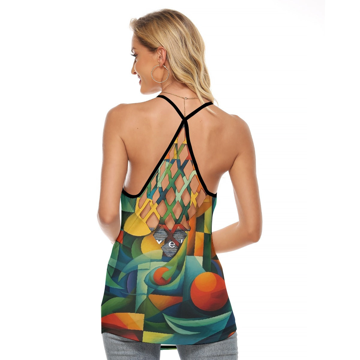 All-Over Print Women's Criss-Cross Open Back Tank Top