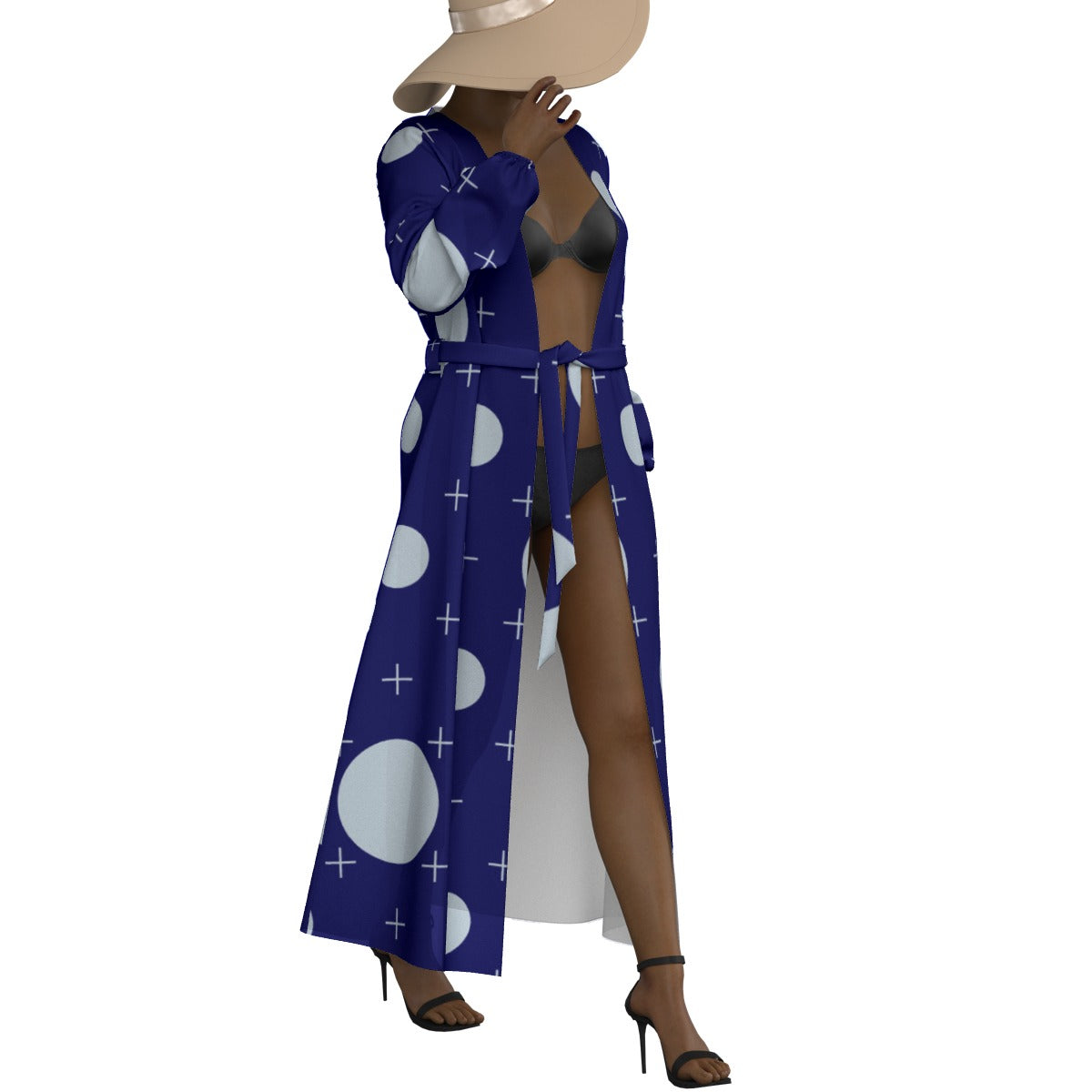 All-Over Print Women's Lace-up Chiffon Robe